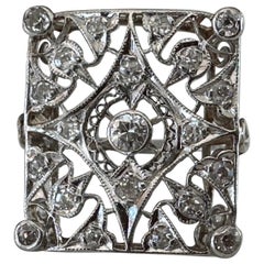 Art Deco Square-Shaped Diamond Cocktail Ring