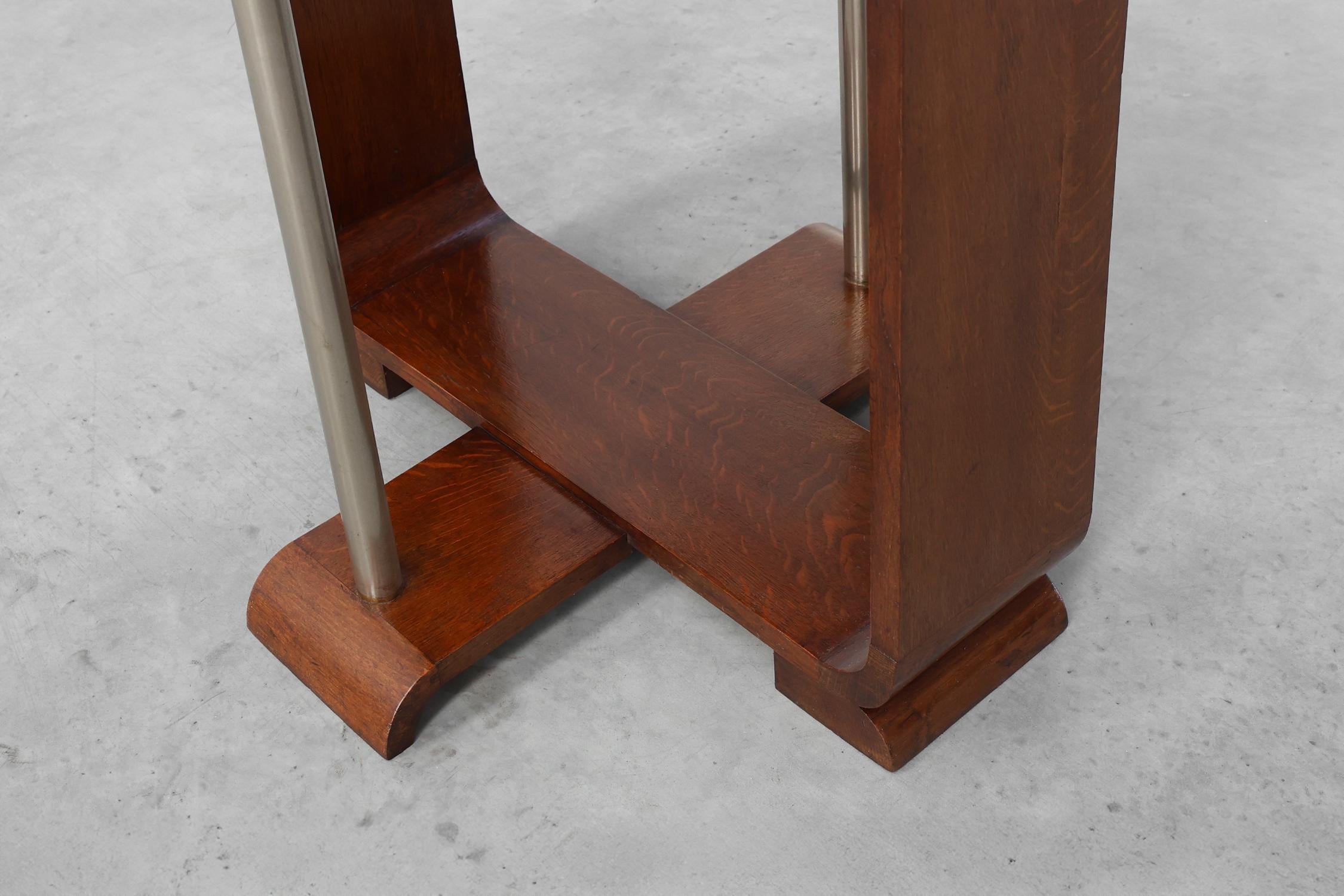 Art Deco square side table in oak veneer, France ca. 1925 For Sale 4