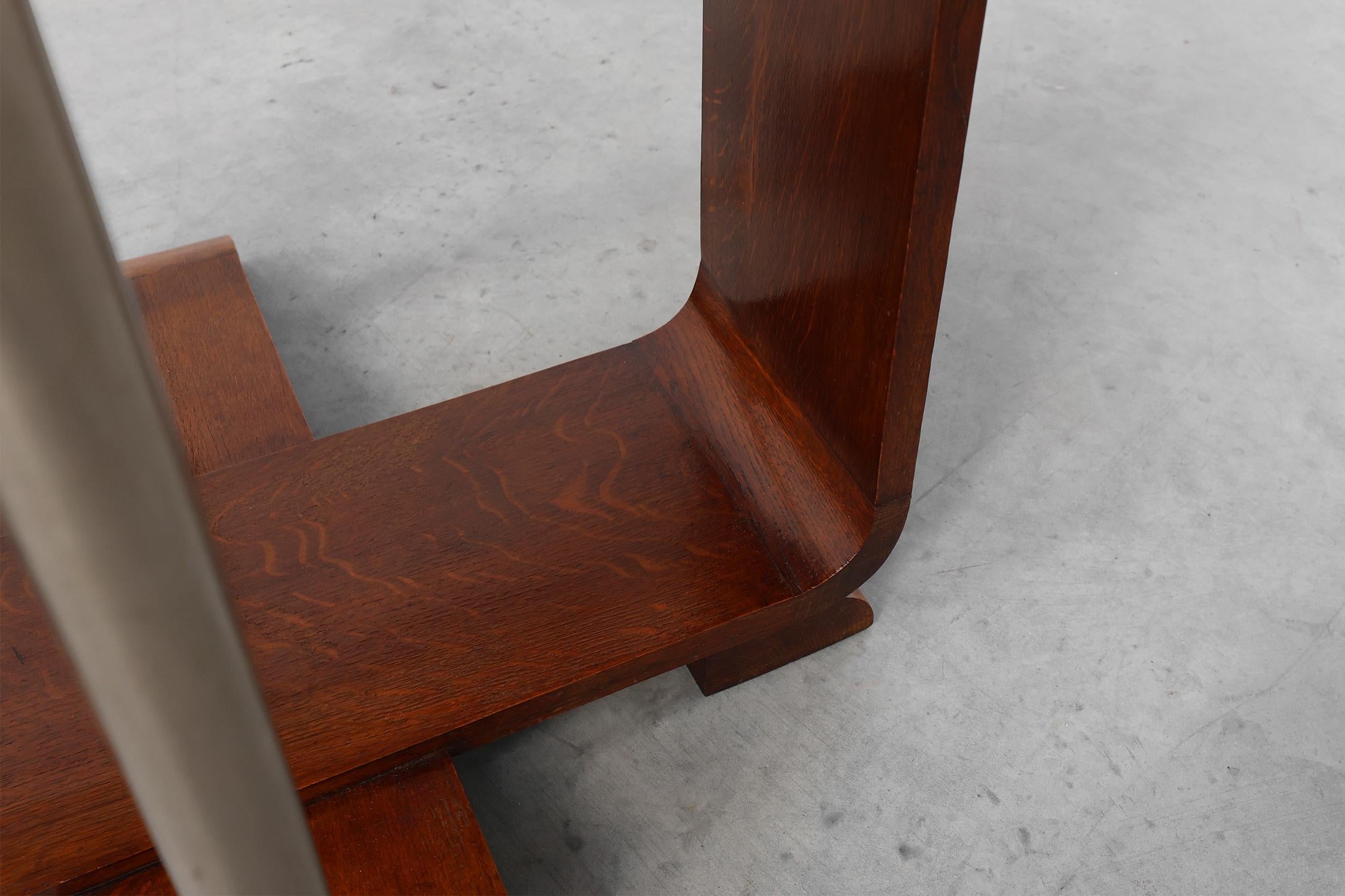 Art Deco square side table in oak veneer, France ca. 1925 For Sale 5