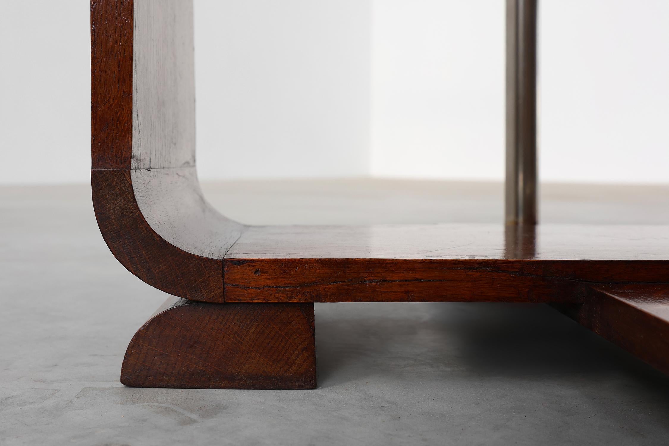 Art Deco square side table in oak veneer, France ca. 1925 For Sale 2