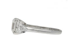Art Deco Square Step Cut Diamond Flanked Solitaire Ring, circa 1930