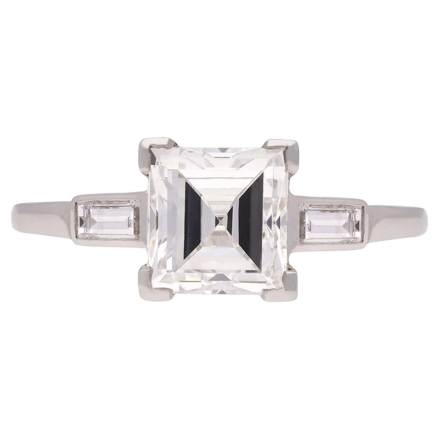Step Cut Riing Art Deco square step cut diamond ring, American, circa 1935. For Sale ...