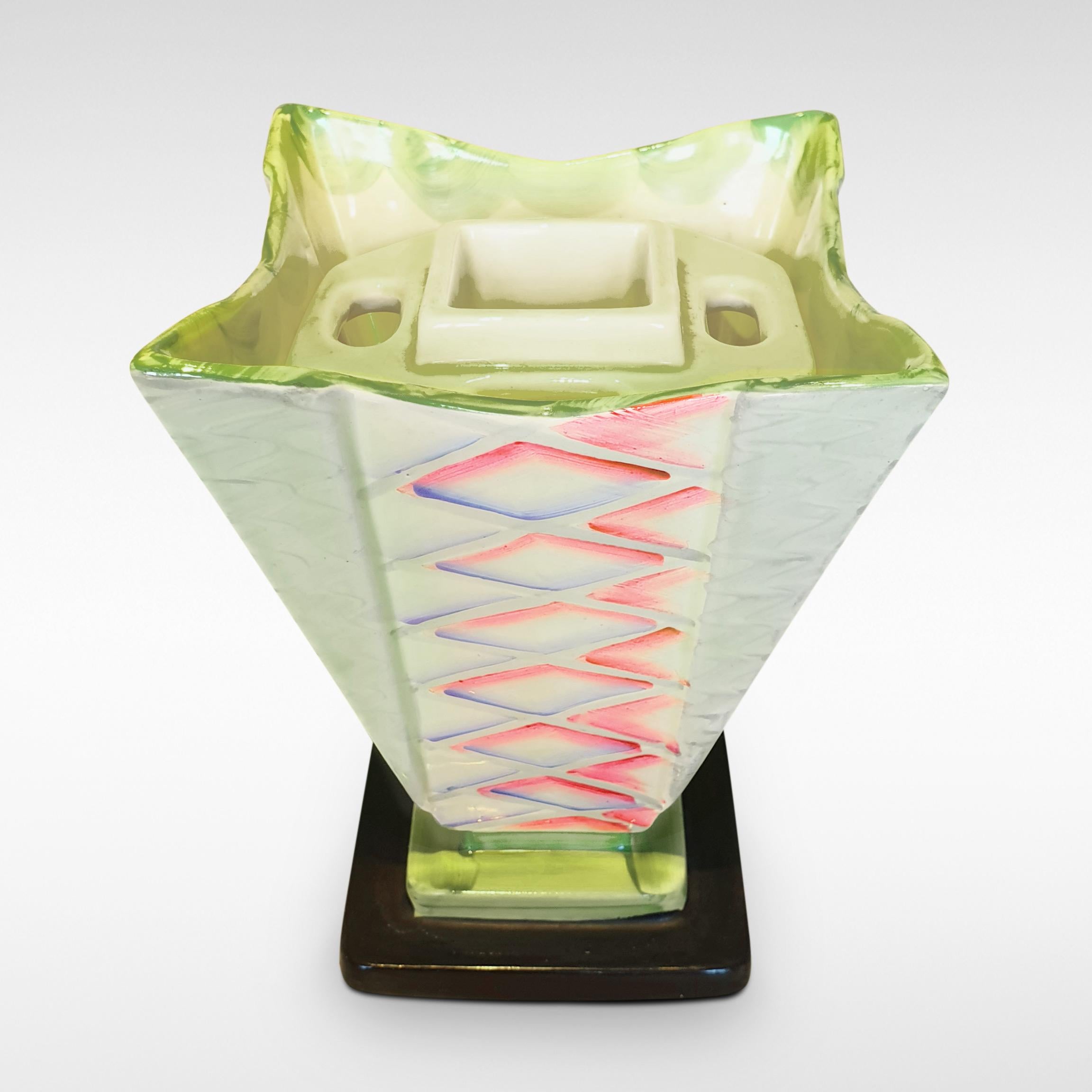 English Art Deco Square Vase by Myott Son & Co