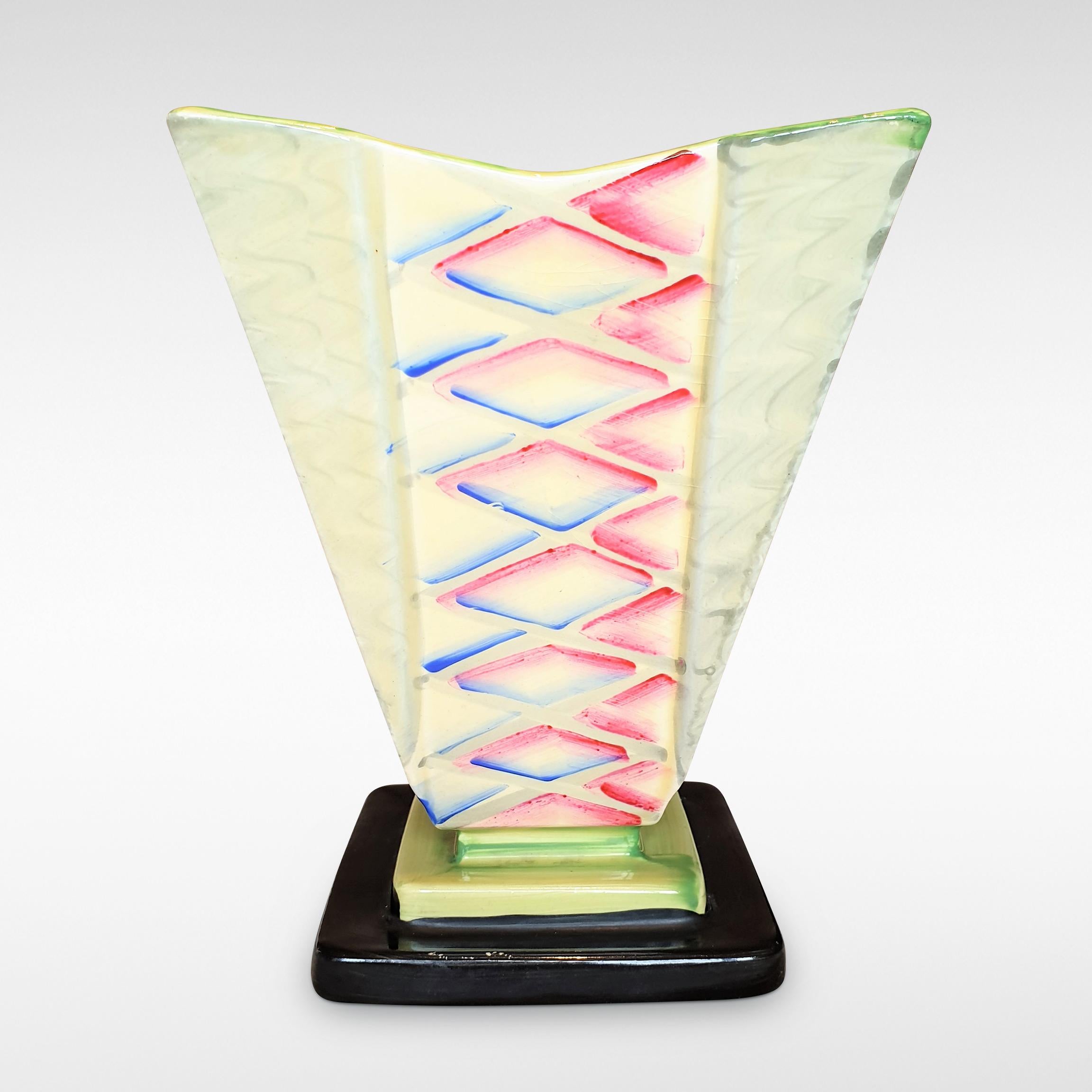 Ceramic Art Deco Square Vase by Myott Son & Co