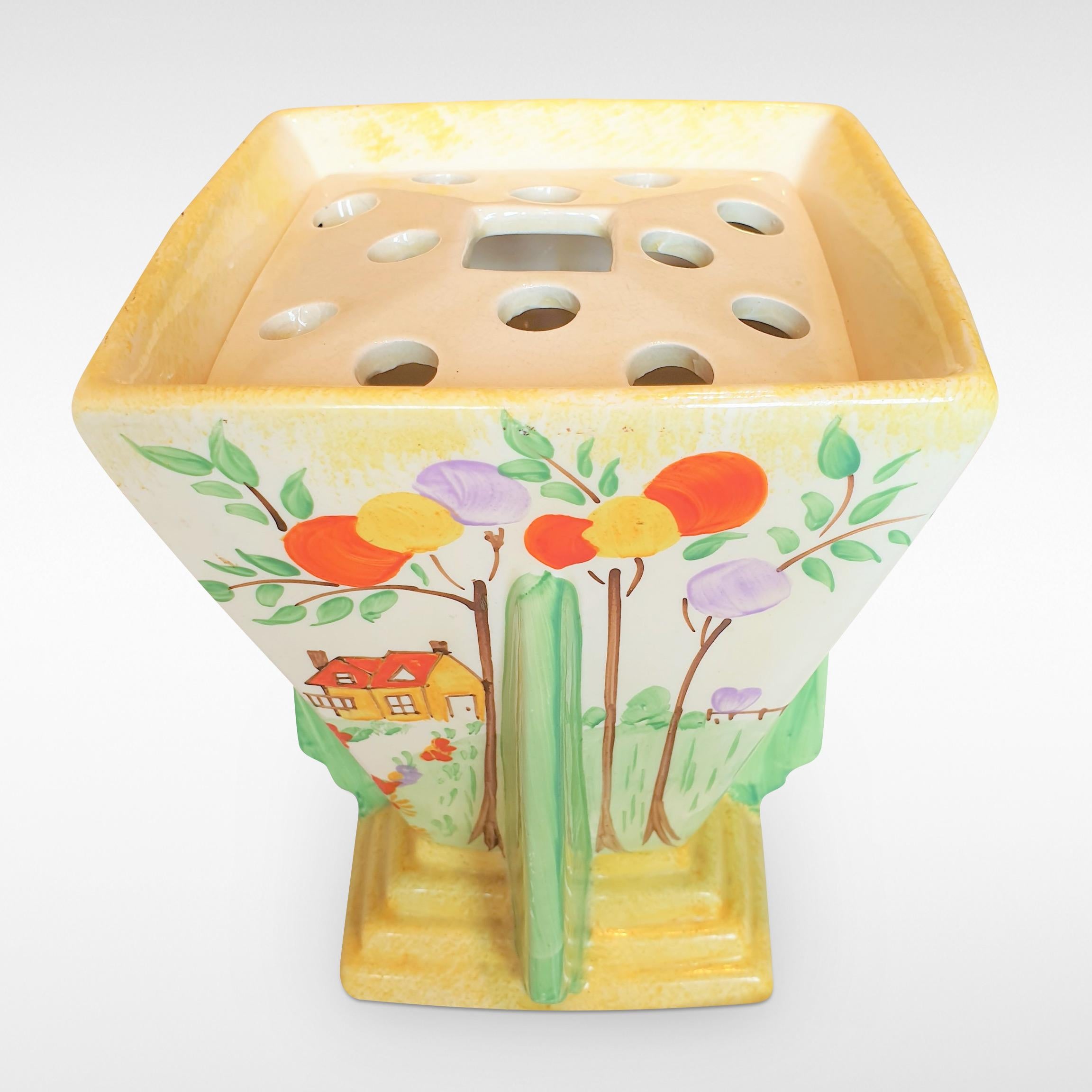 Art Deco Square Vase by Wade Heath Attributed to Jessie Hallen For Sale 1