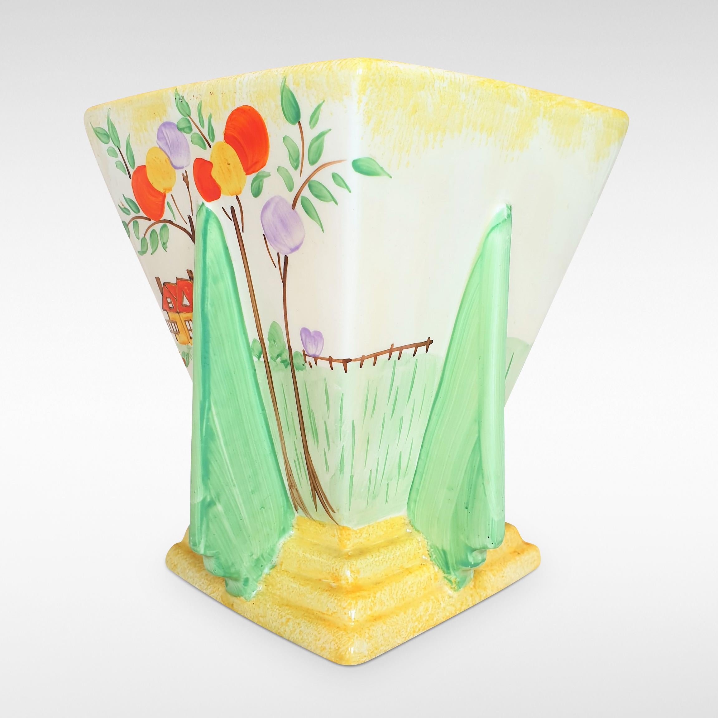 Art Deco Square Vase by Wade Heath Attributed to Jessie Hallen For Sale 2