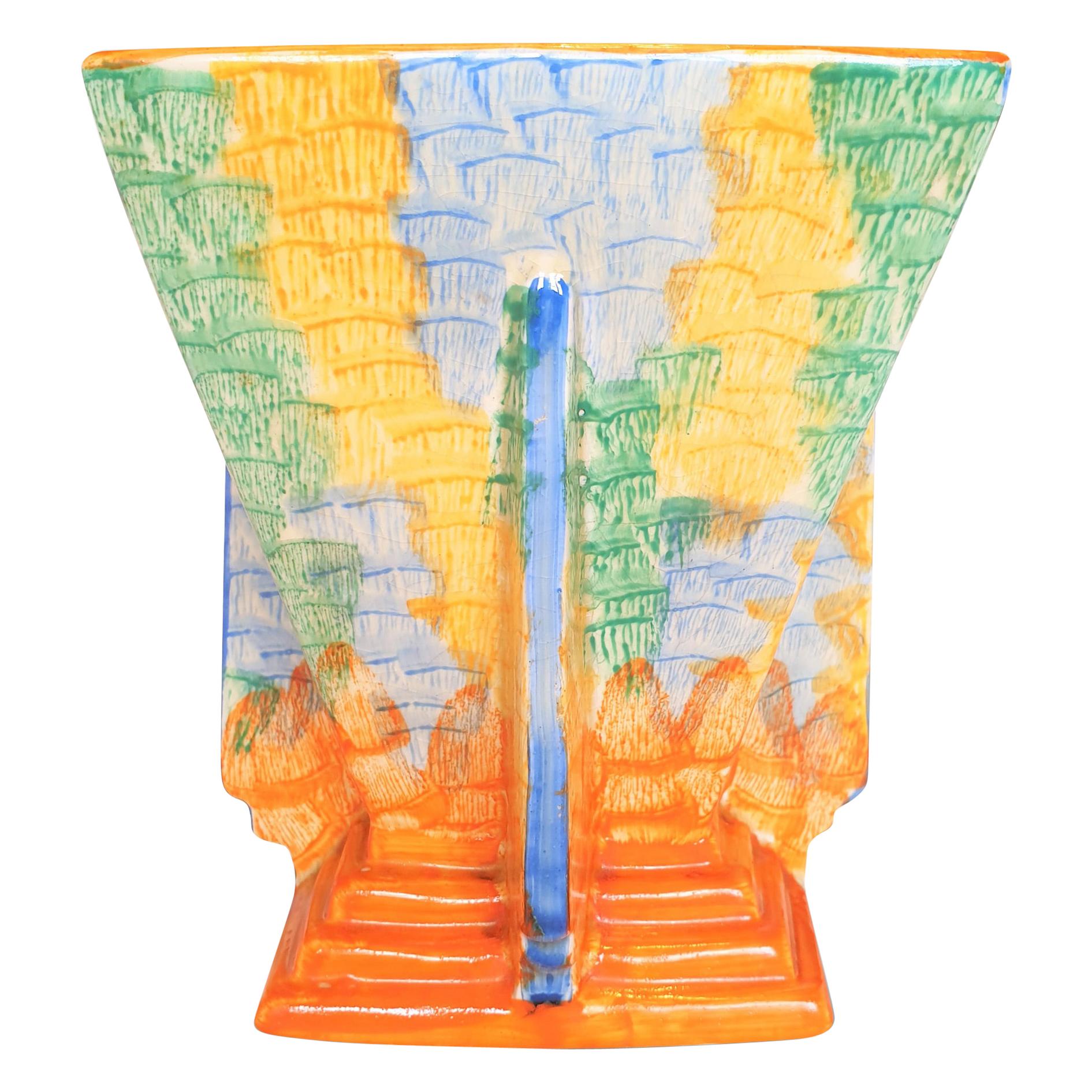 Art Deco Square Vase by Wade Heath Attributed to Jessie Hallen For Sale