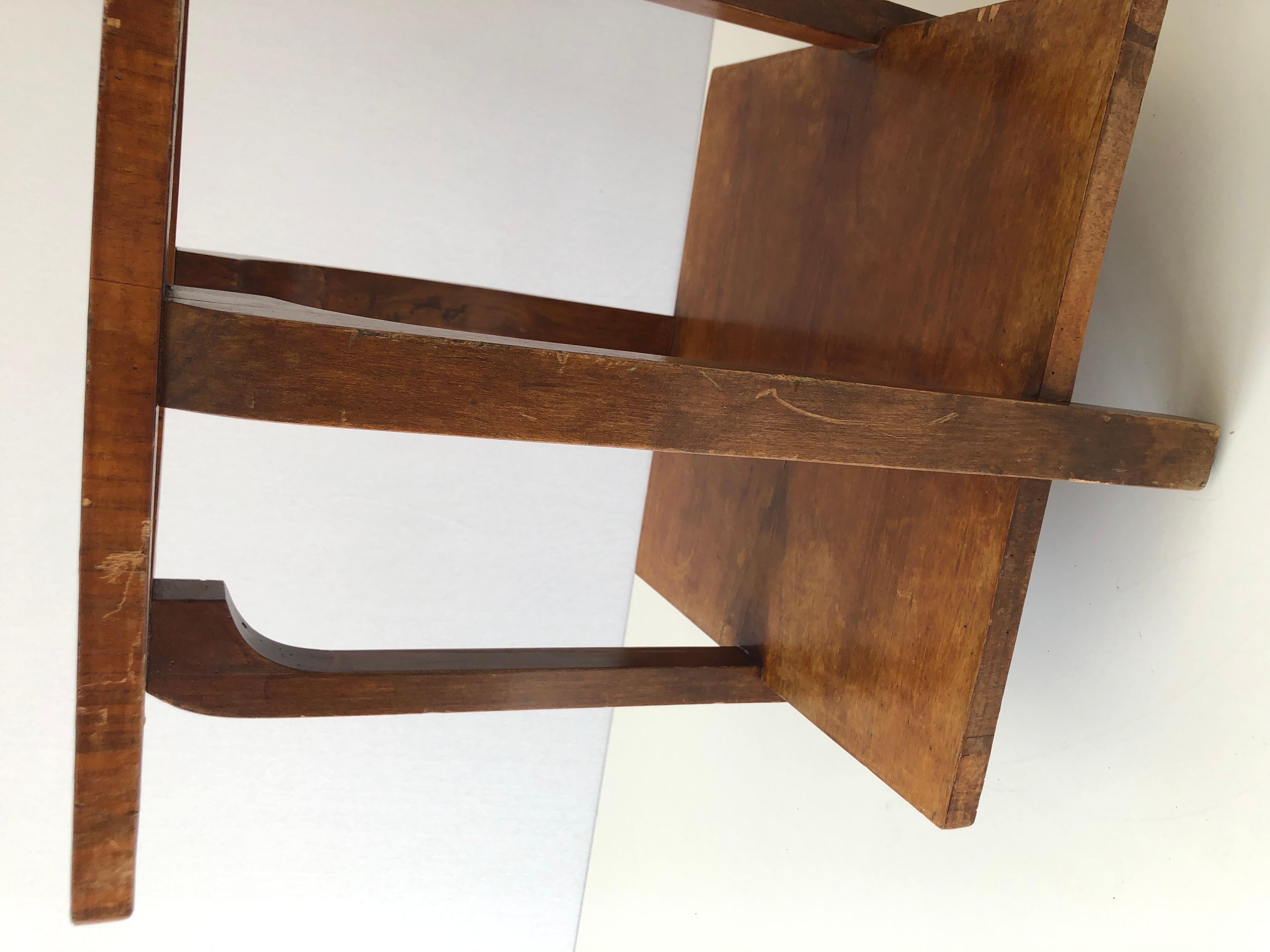 Art Deco Square Wood Corner or End Table, 1940s, Made in Italy For Sale 6