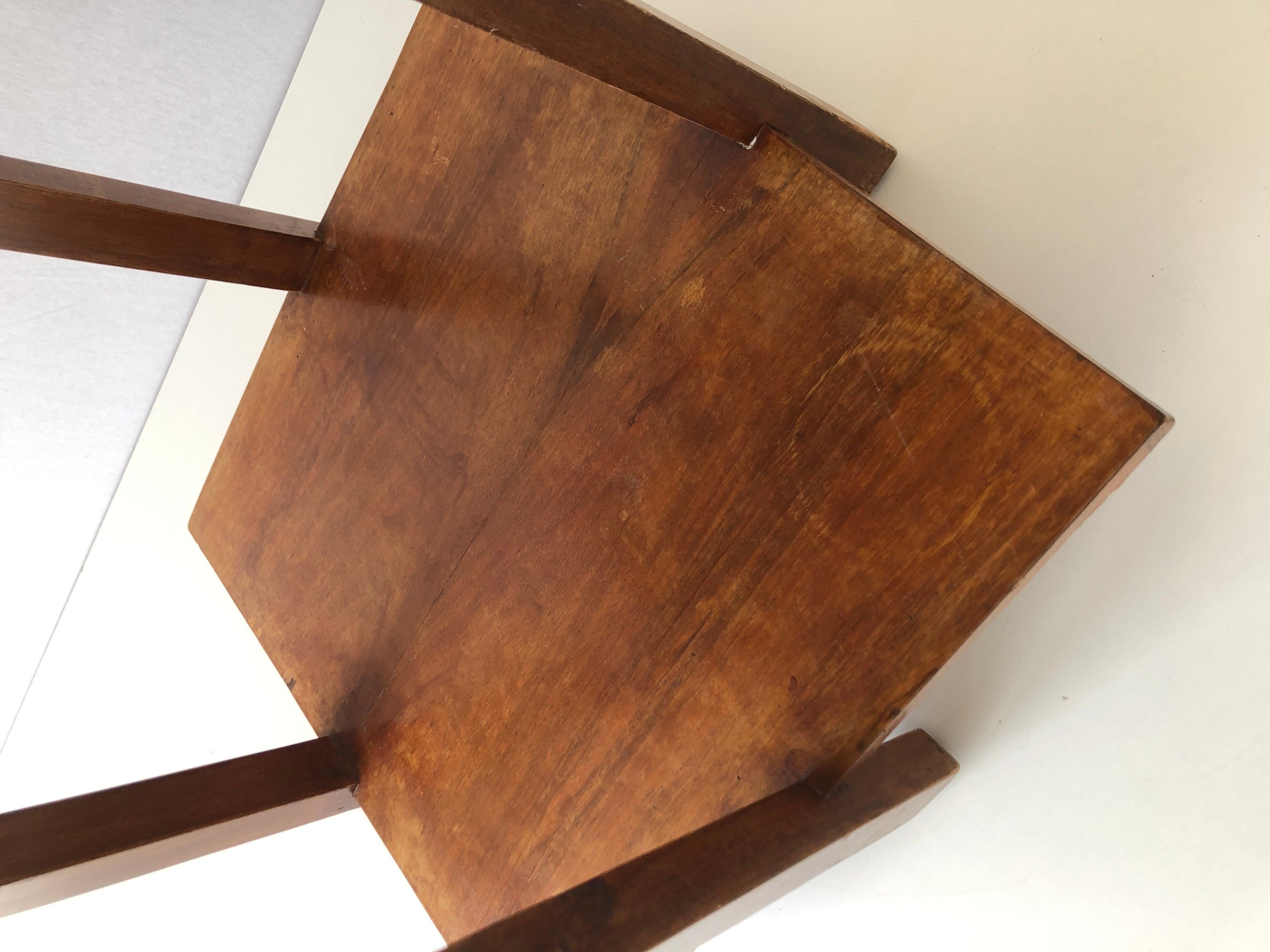 Art Deco Square Wood Corner or End Table, 1940s, Made in Italy For Sale 2