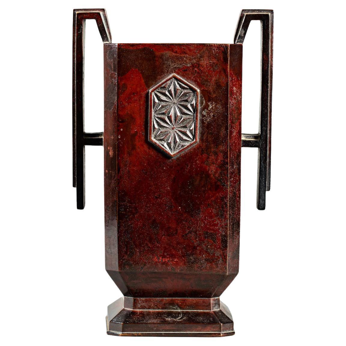 Art Deco Squared Bronze Vase