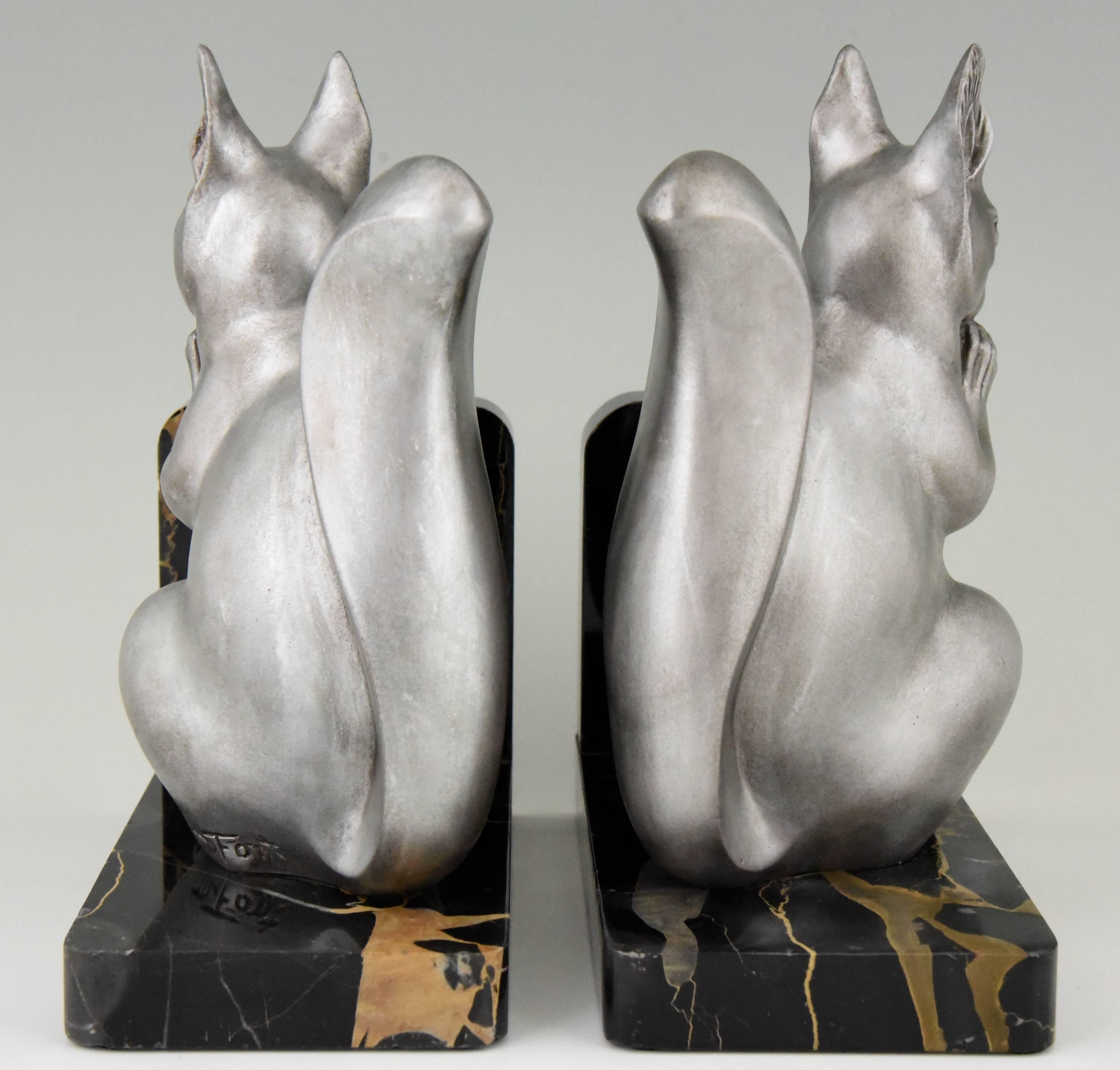 20th Century Art Deco Squirrel Bookends by M. Font France, 1930
