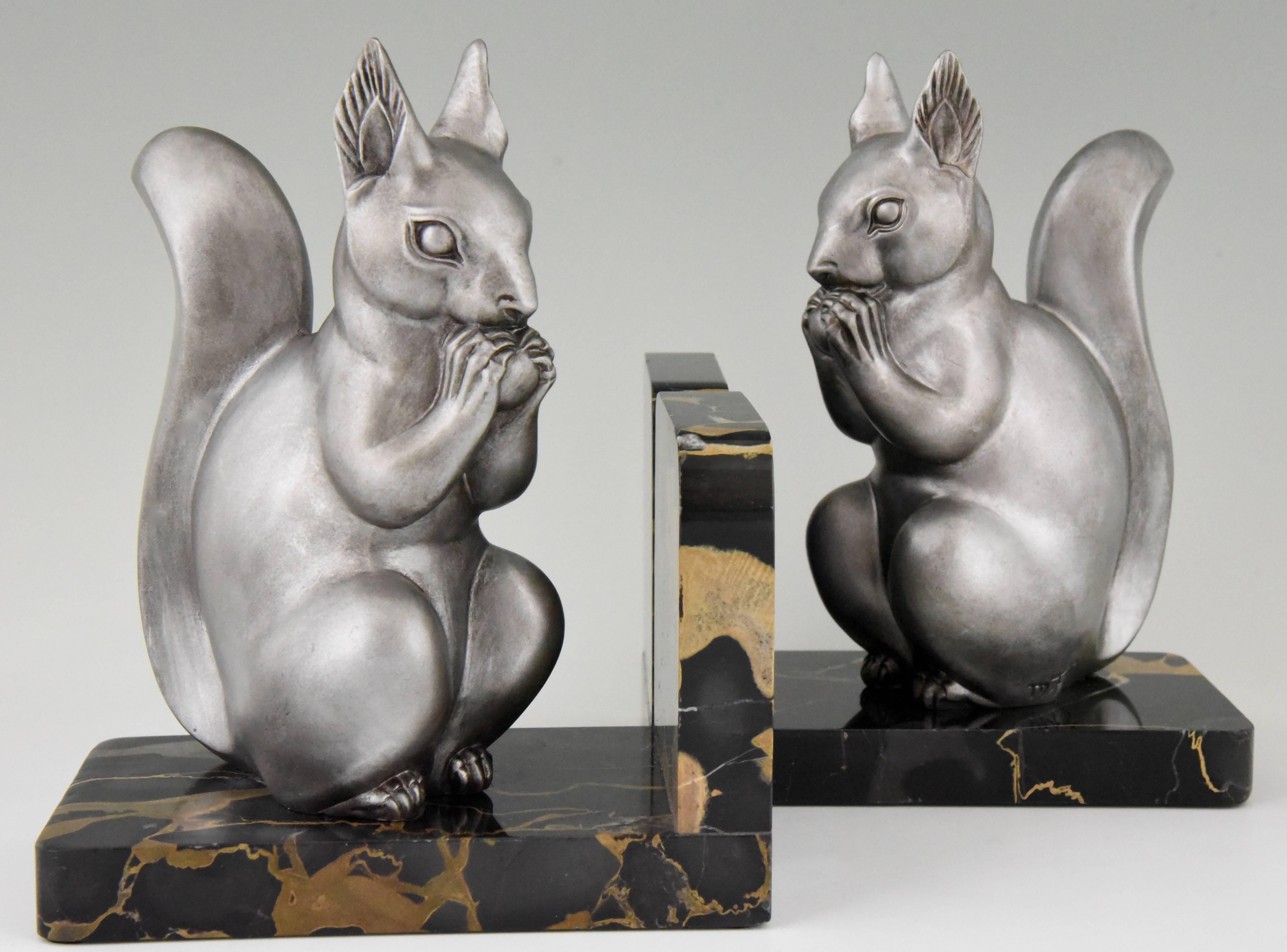 Art Deco Squirrel Bookends by M. Font France, 1930 2