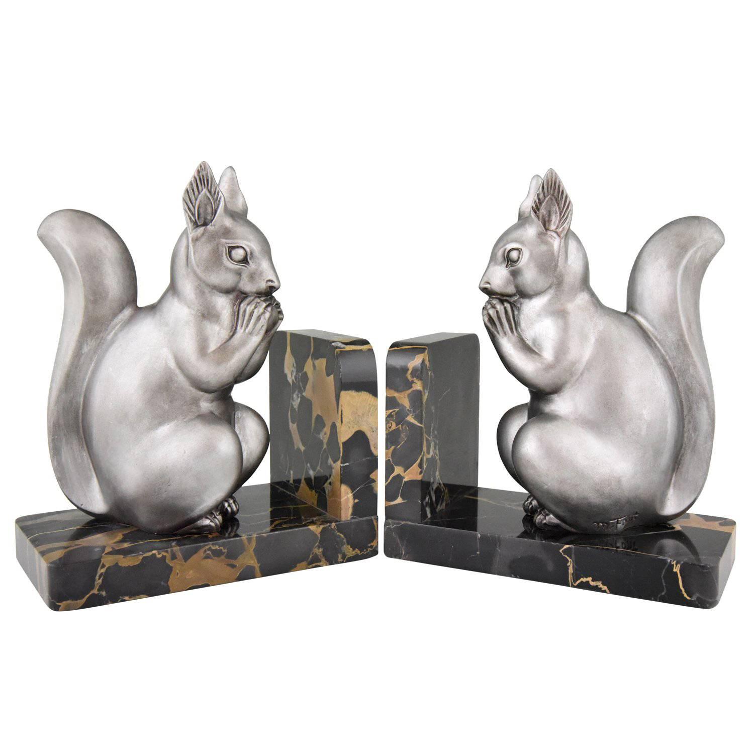 Art Deco Squirrel Bookends by M. Font France, 1930