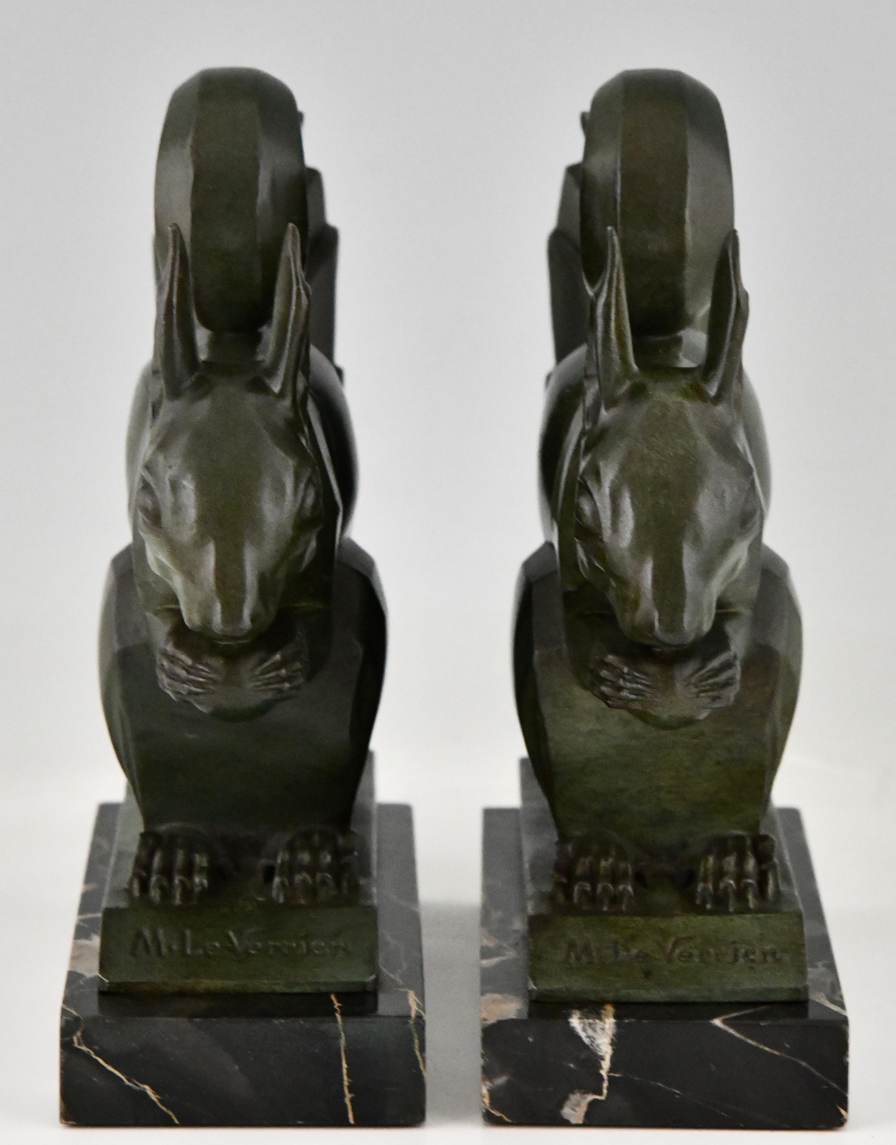 French Art Deco Squirrel Bookends by Max Le Verrier Big Size, France 1930 Original