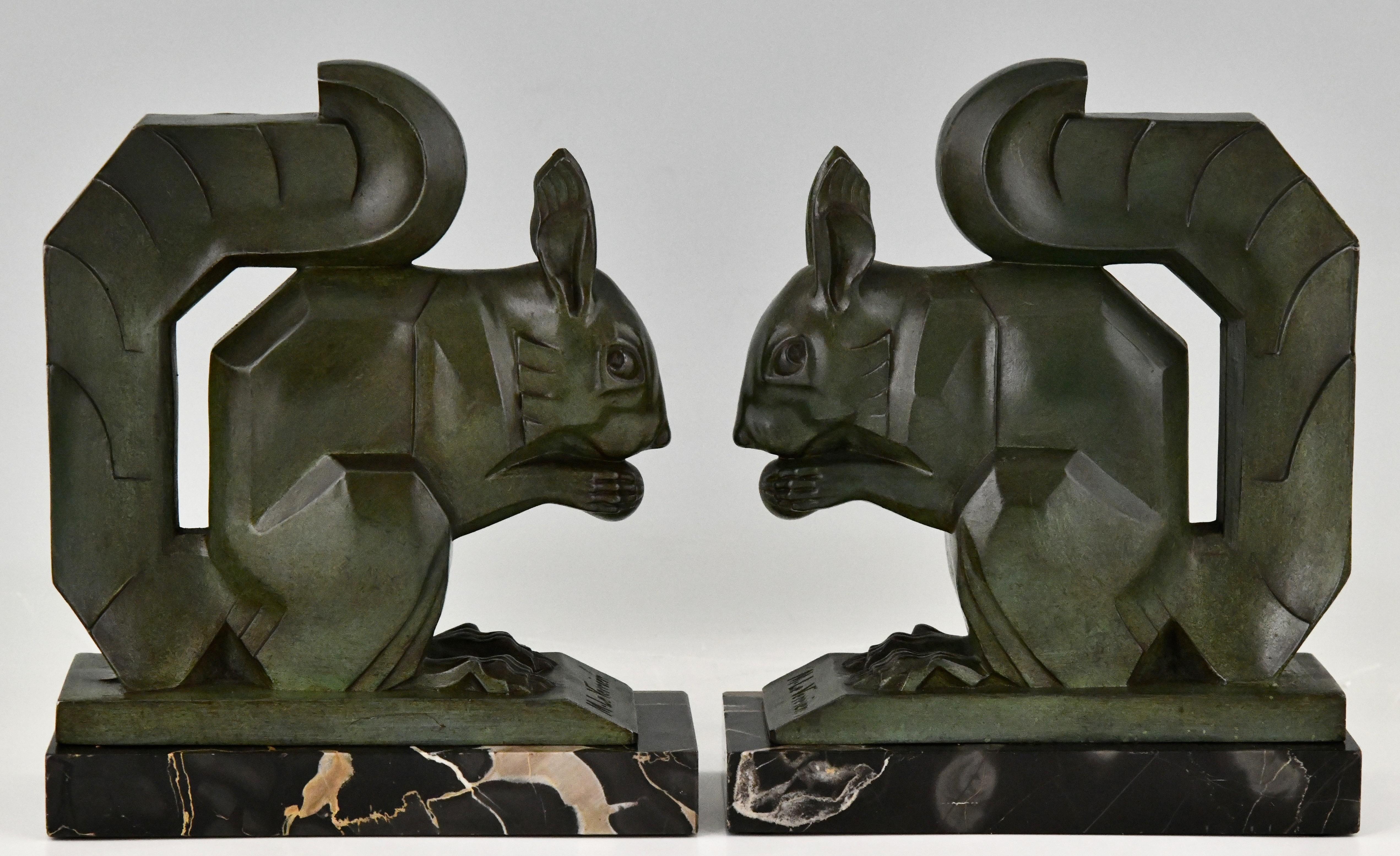Art Deco Squirrel Bookends by Max Le Verrier Big Size, France 1930 Original In Good Condition In Antwerp, BE
