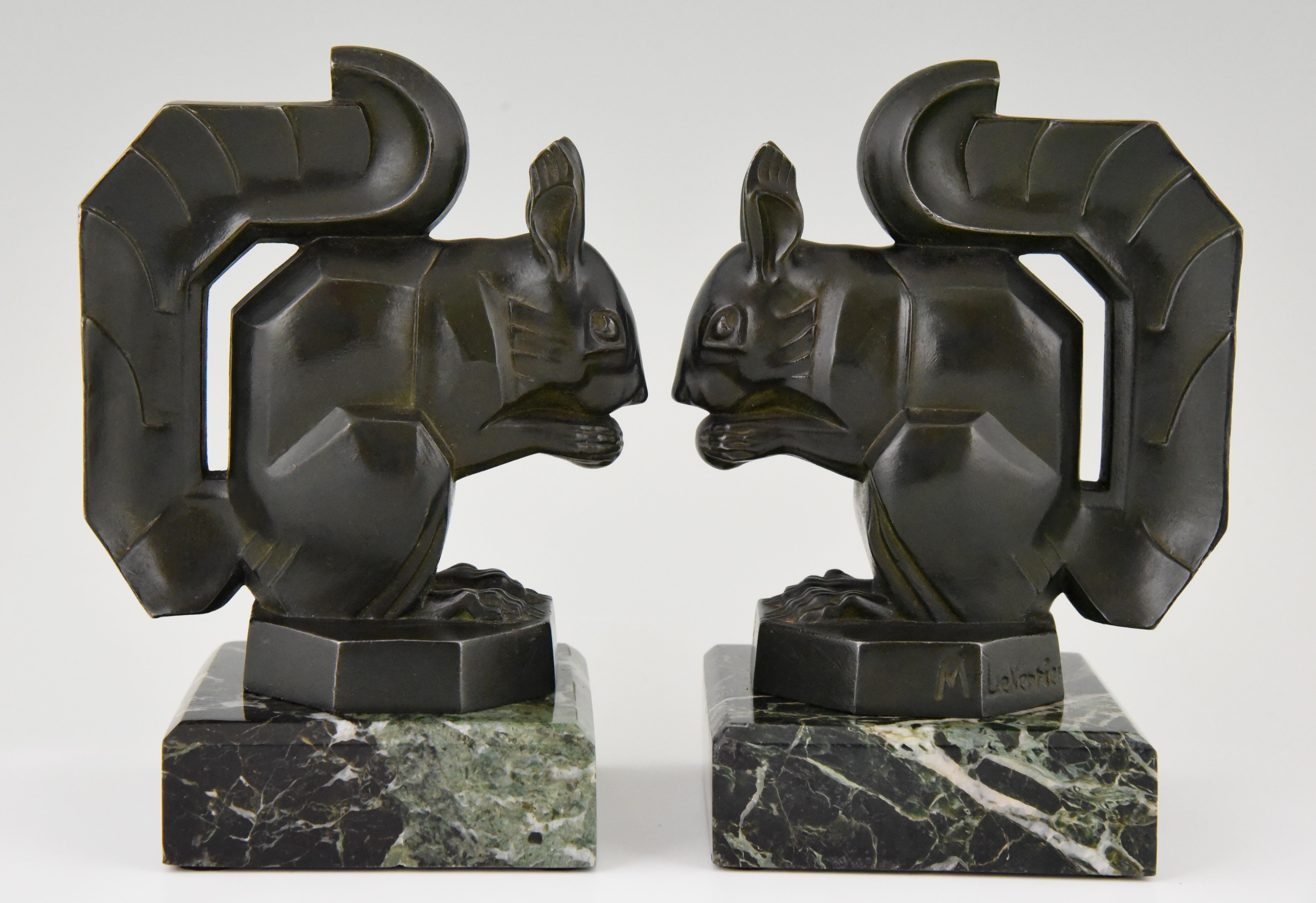 French Art Deco Squirrel Bookends by Max Le Verrier France, 1930