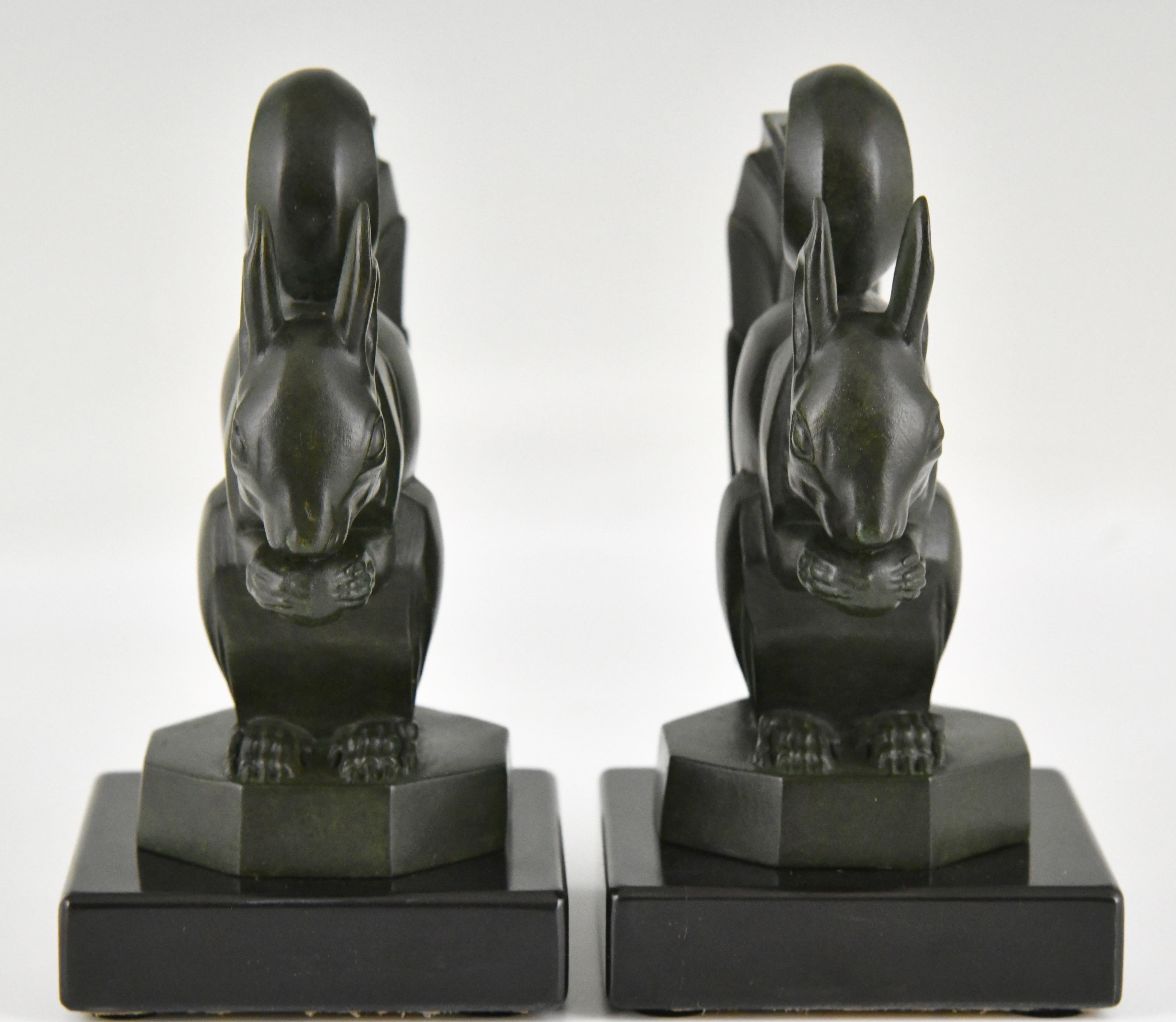 French Art Deco squirrel bookends by Max Le Verrier France 1930 For Sale