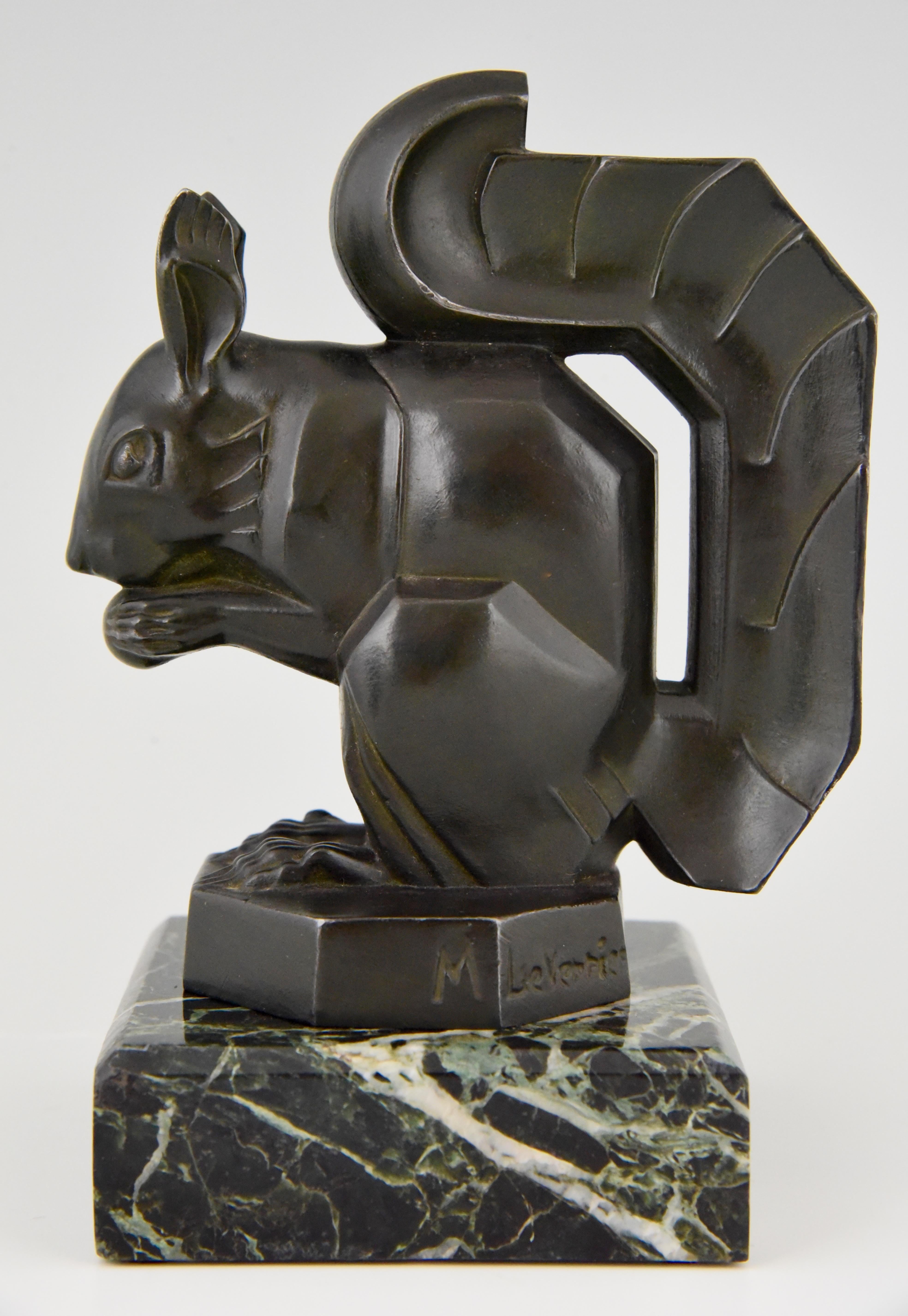 Metal Art Deco Squirrel Bookends by Max Le Verrier France, 1930