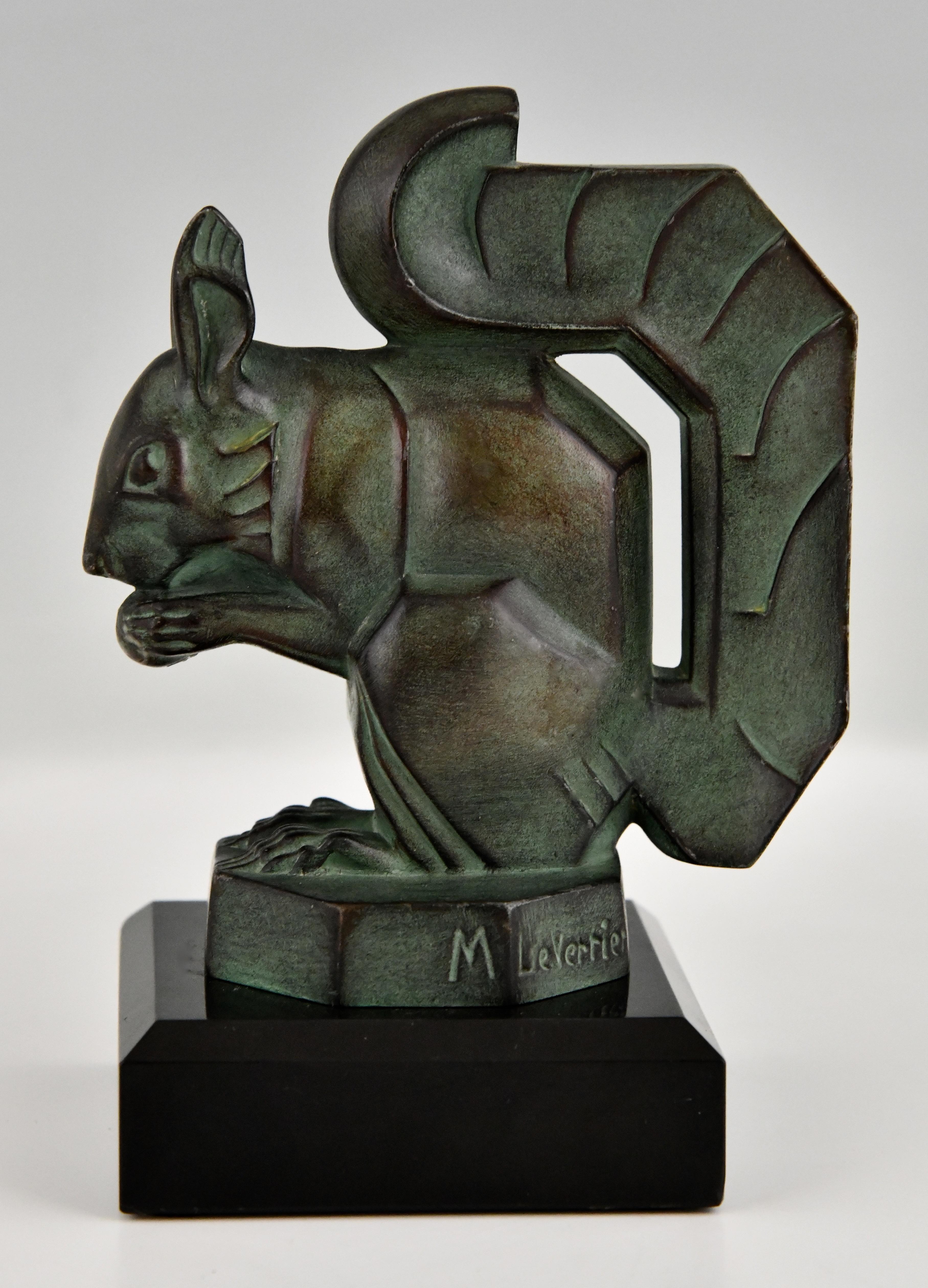 Metal Art Deco squirrel bookends by Max Le Verrier France 1930