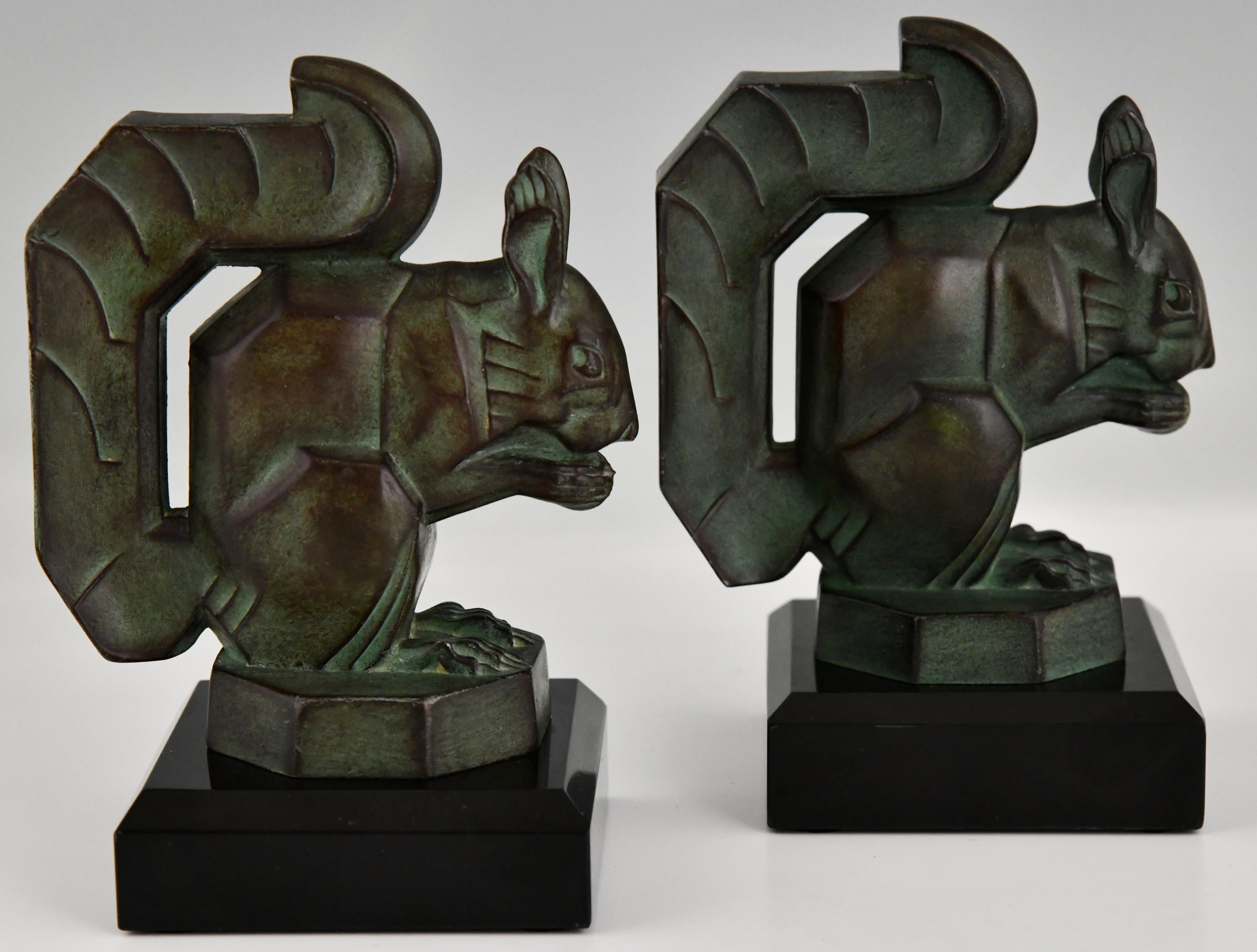 Art Deco squirrel bookends by Max Le Verrier France 1930 2