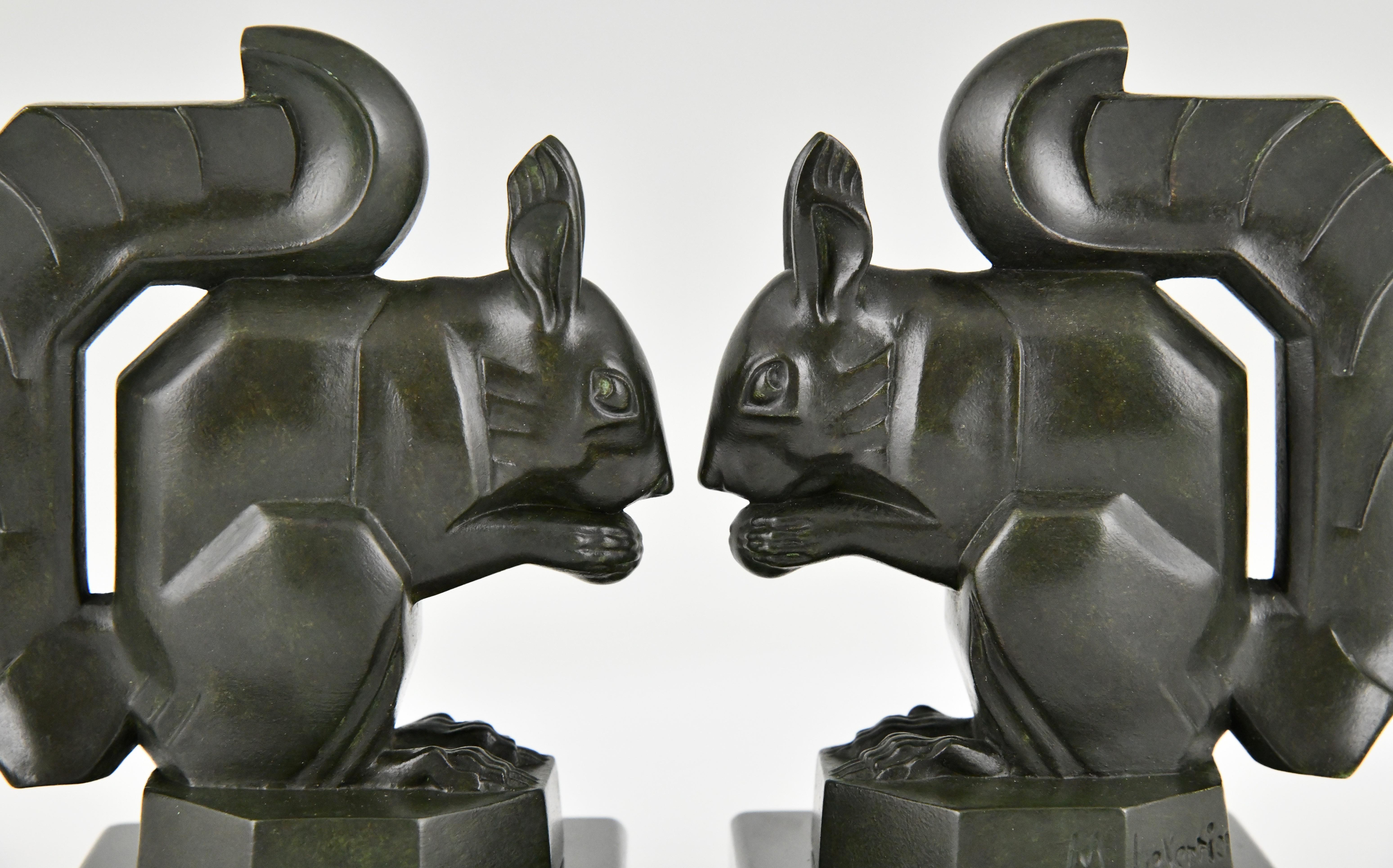 Art Deco squirrel bookends by Max Le Verrier France 1930 For Sale 3