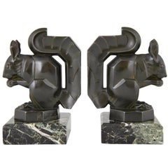 Art Deco Squirrel Bookends by Max Le Verrier France, 1930