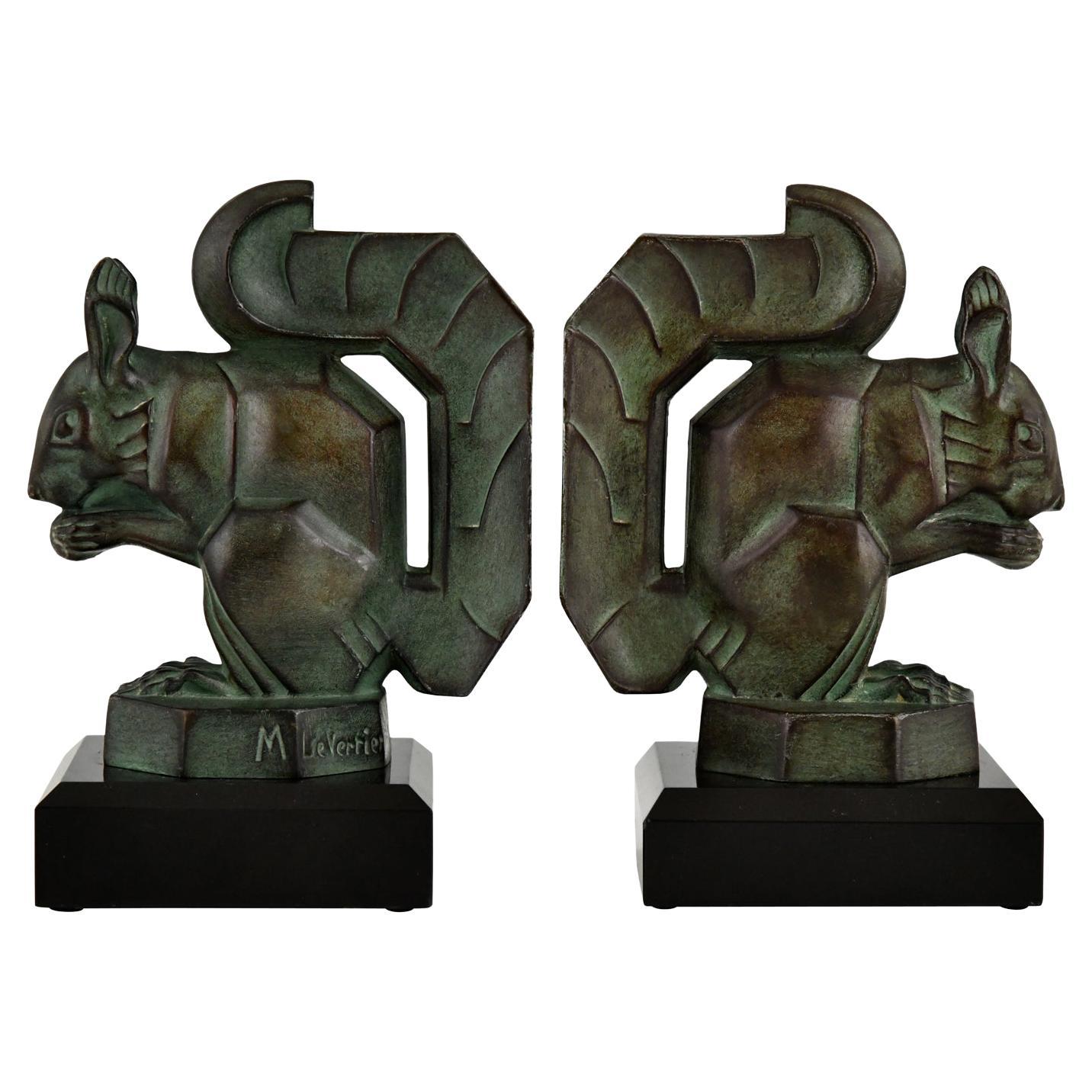 Art Deco squirrel bookends by Max Le Verrier France 1930