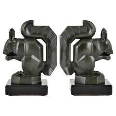 Art Deco squirrel bookends by Max Le Verrier France 1930