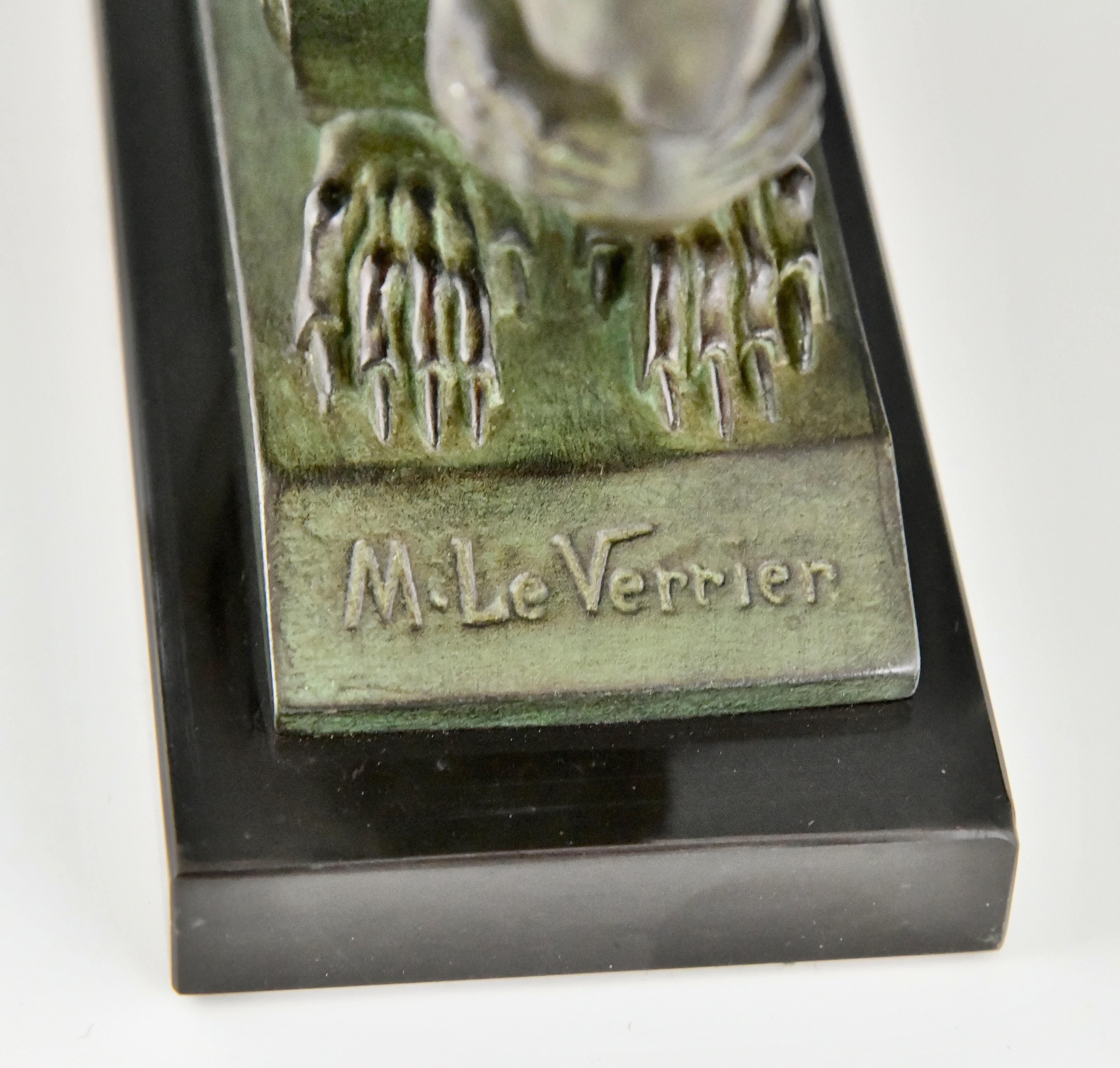 Art Deco Squirrel Bookends by Max Le Verrier Largest Size France 1930 Original For Sale 3