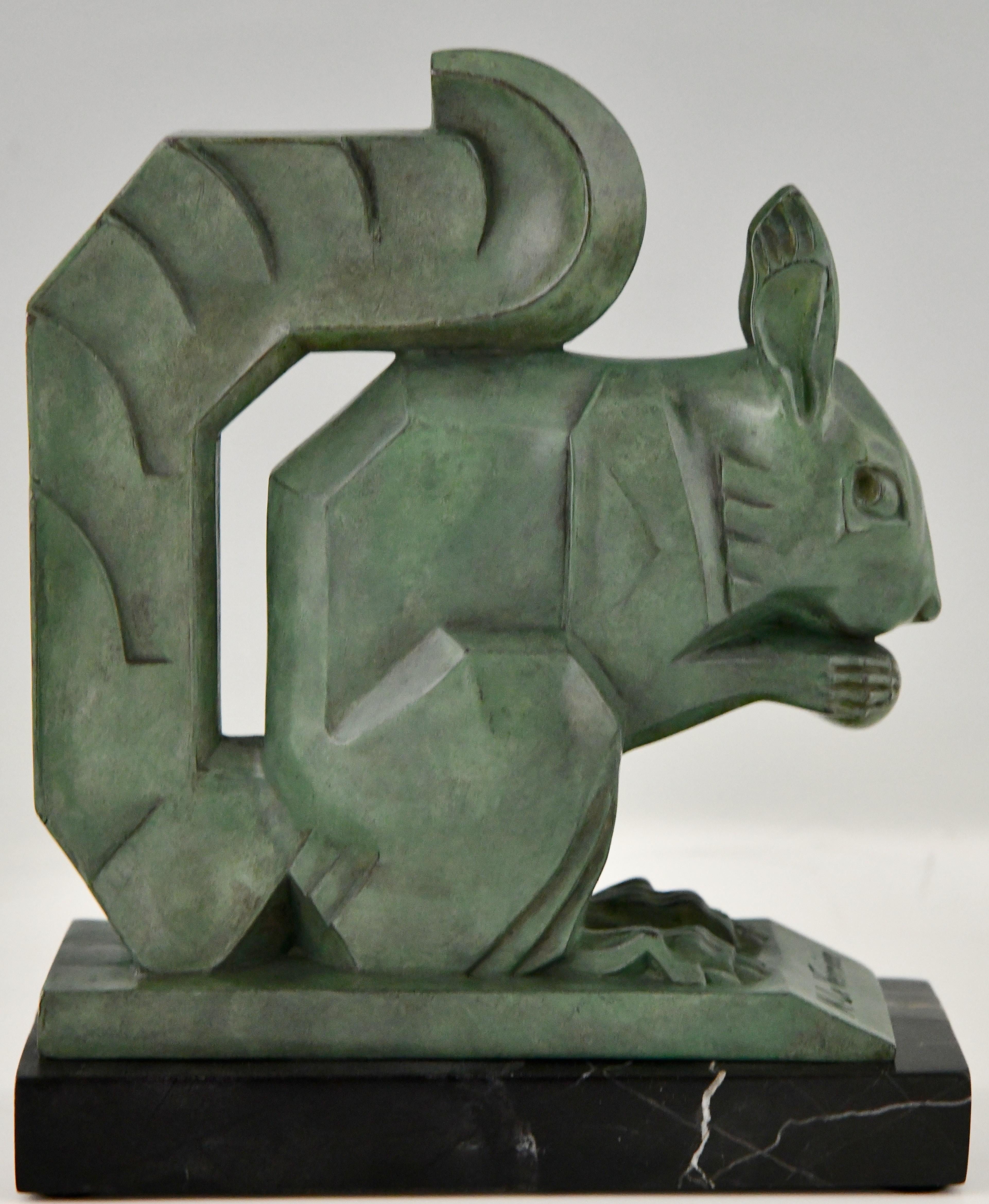 Mid-20th Century Art Deco Squirrel Bookends by Max Le Verrier Largest Size France 1930 Original