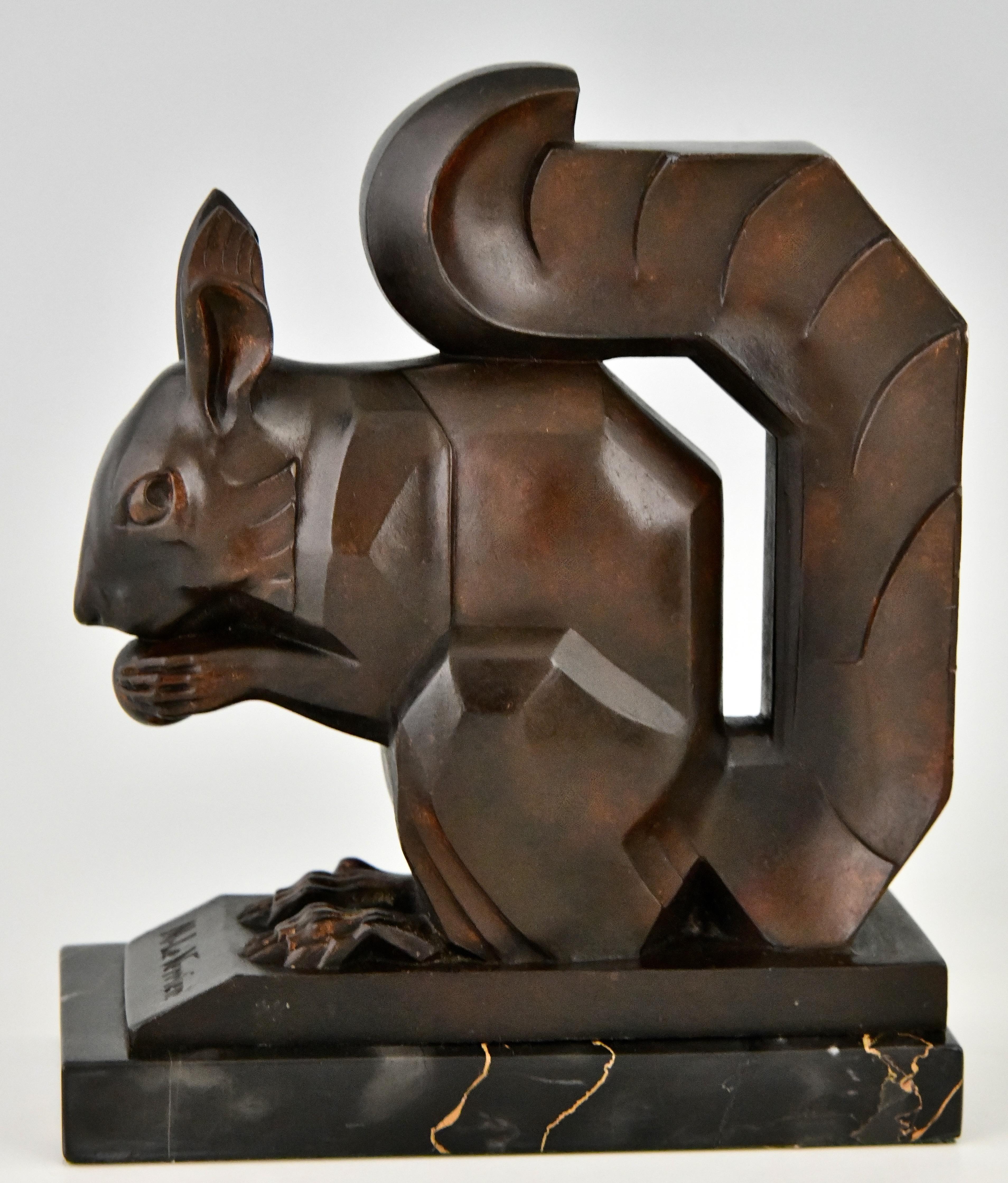 Mid-20th Century Art Deco Squirrel Bookends by Max Le Verrier Largest Size France 1930 Original