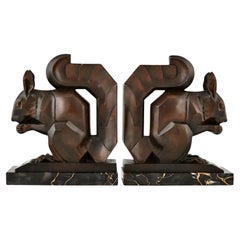 Serre-livres écureuil Art Déco de Max Le Verrier, grande taille, France, 1930