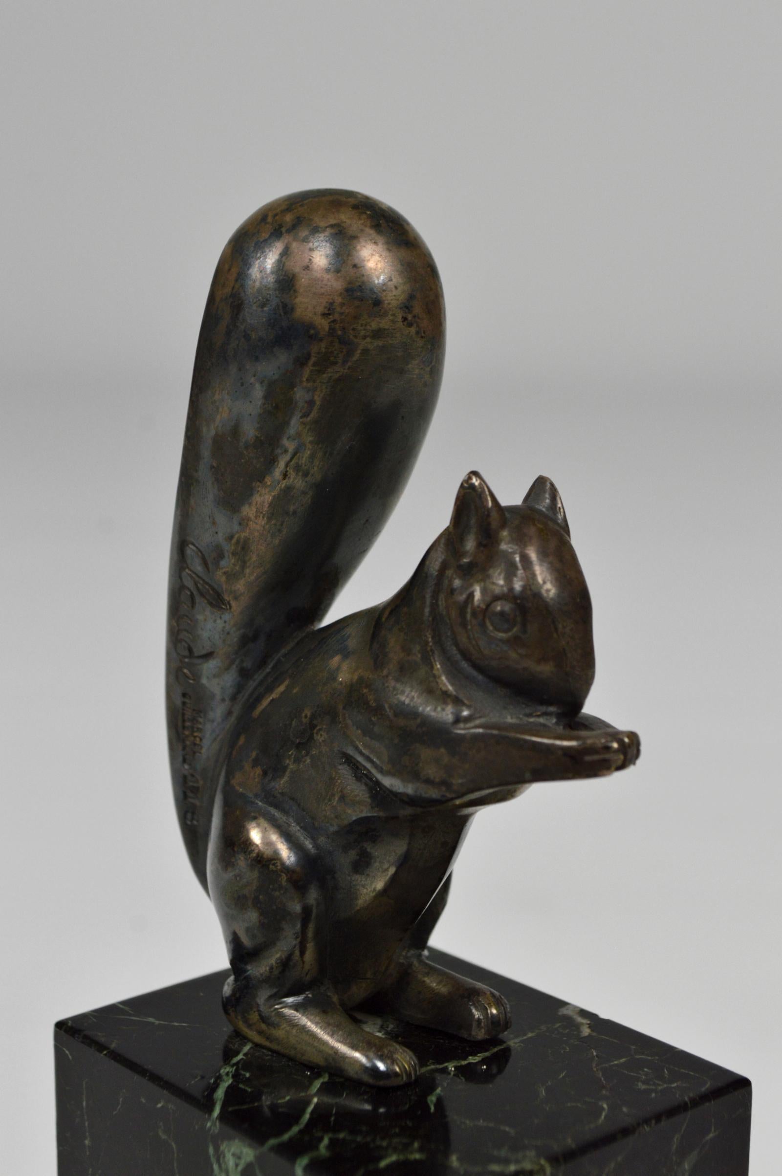 Art Deco Squirrel Bookends in Silvered Bronze, by Marcel Guillemard For Sale 7