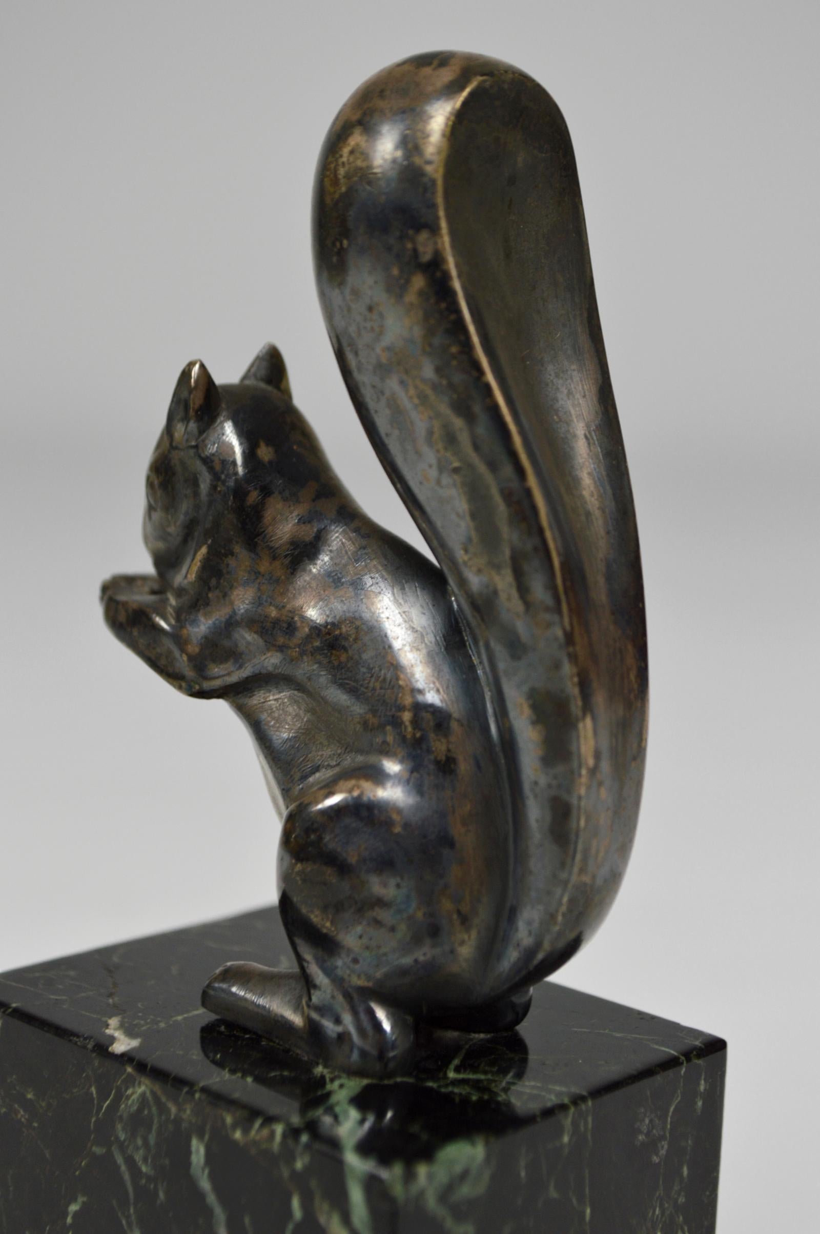 Art Deco Squirrel Bookends in Silvered Bronze, by Marcel Guillemard For Sale 10