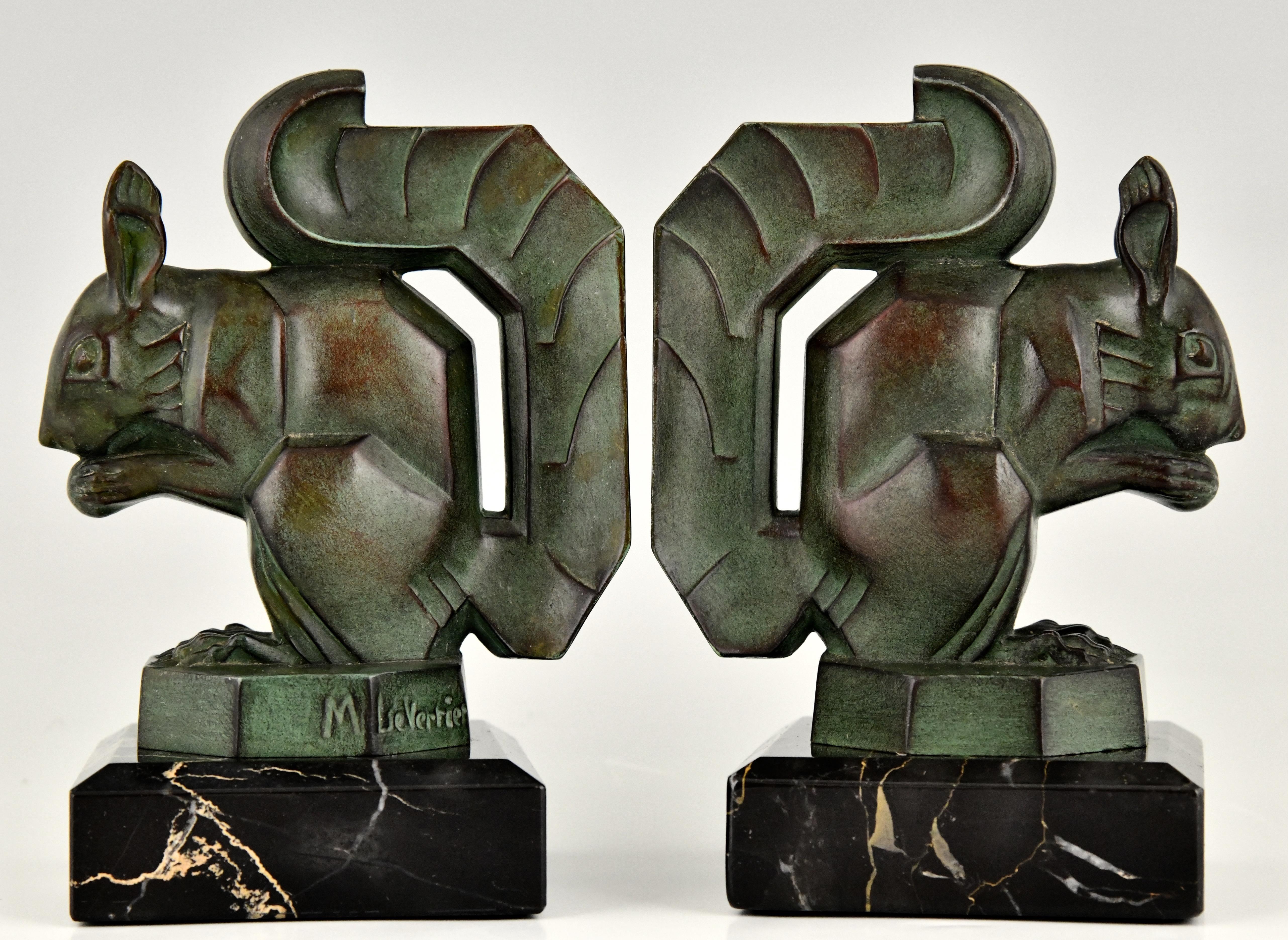 French Art Deco Squirrel Bookends Max Le Verrier, France, 1930