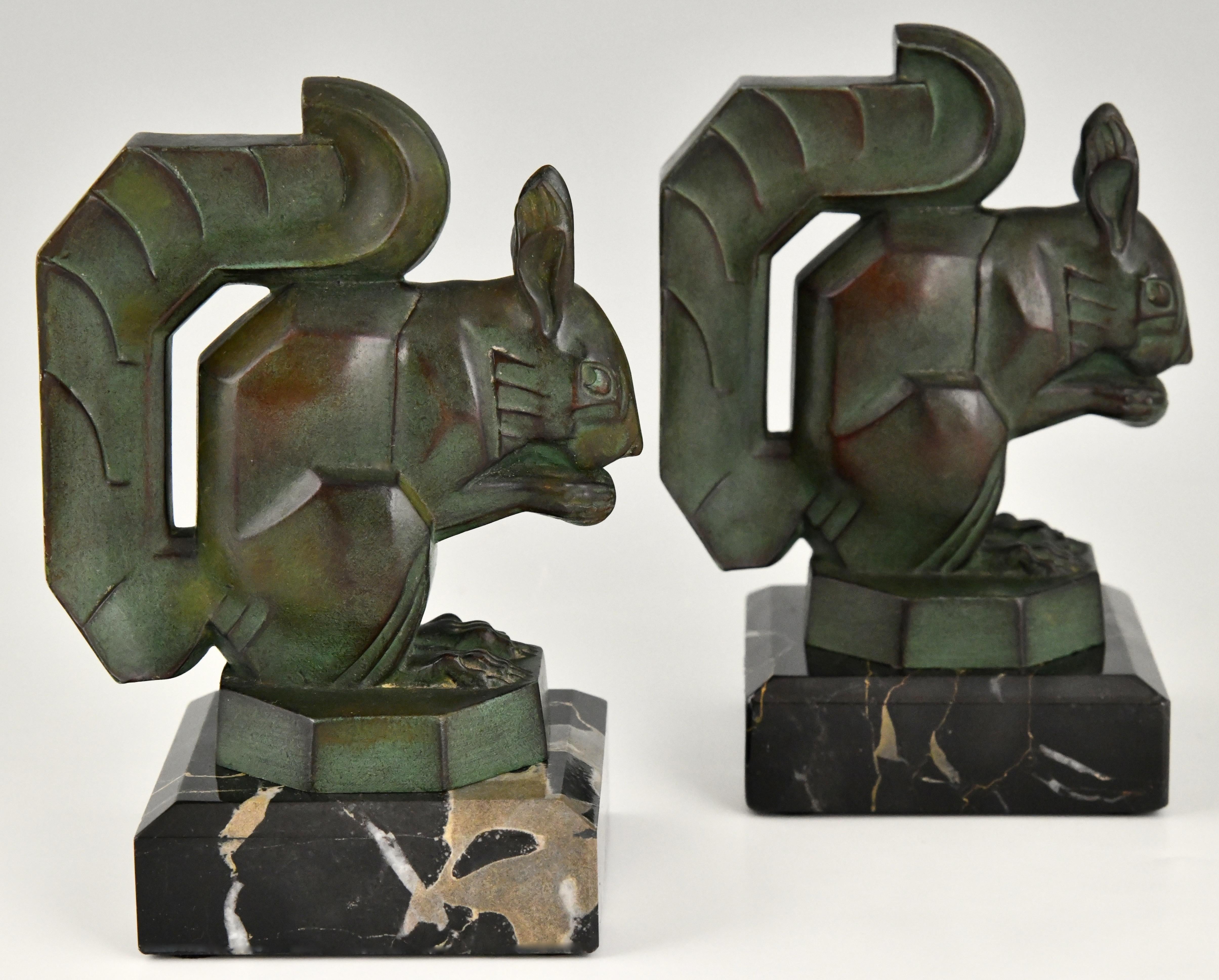 Art Deco Squirrel Bookends Max Le Verrier, France, 1930 2