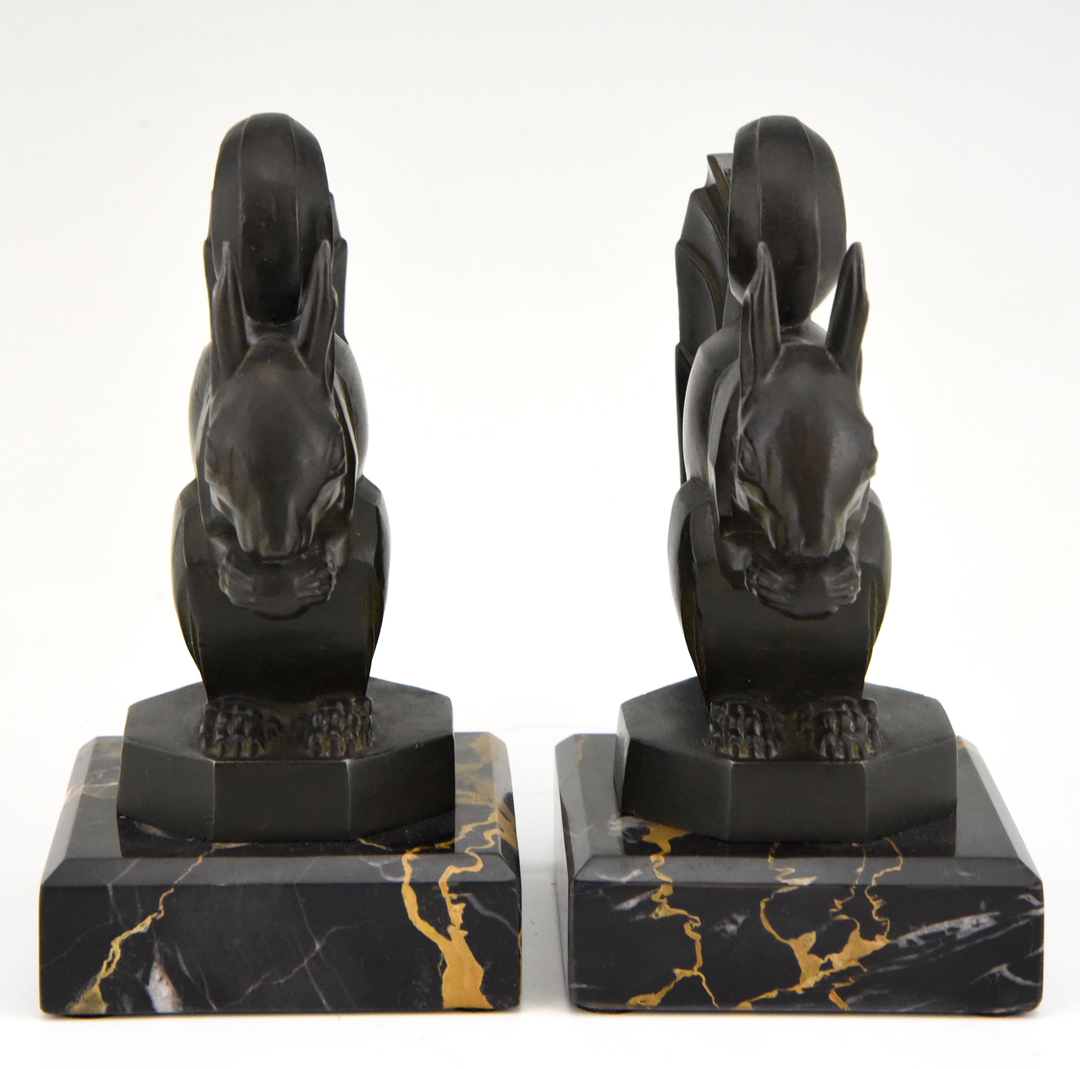 French Art Deco Squirrel Bookends Max Le Verrier France 1930 Original