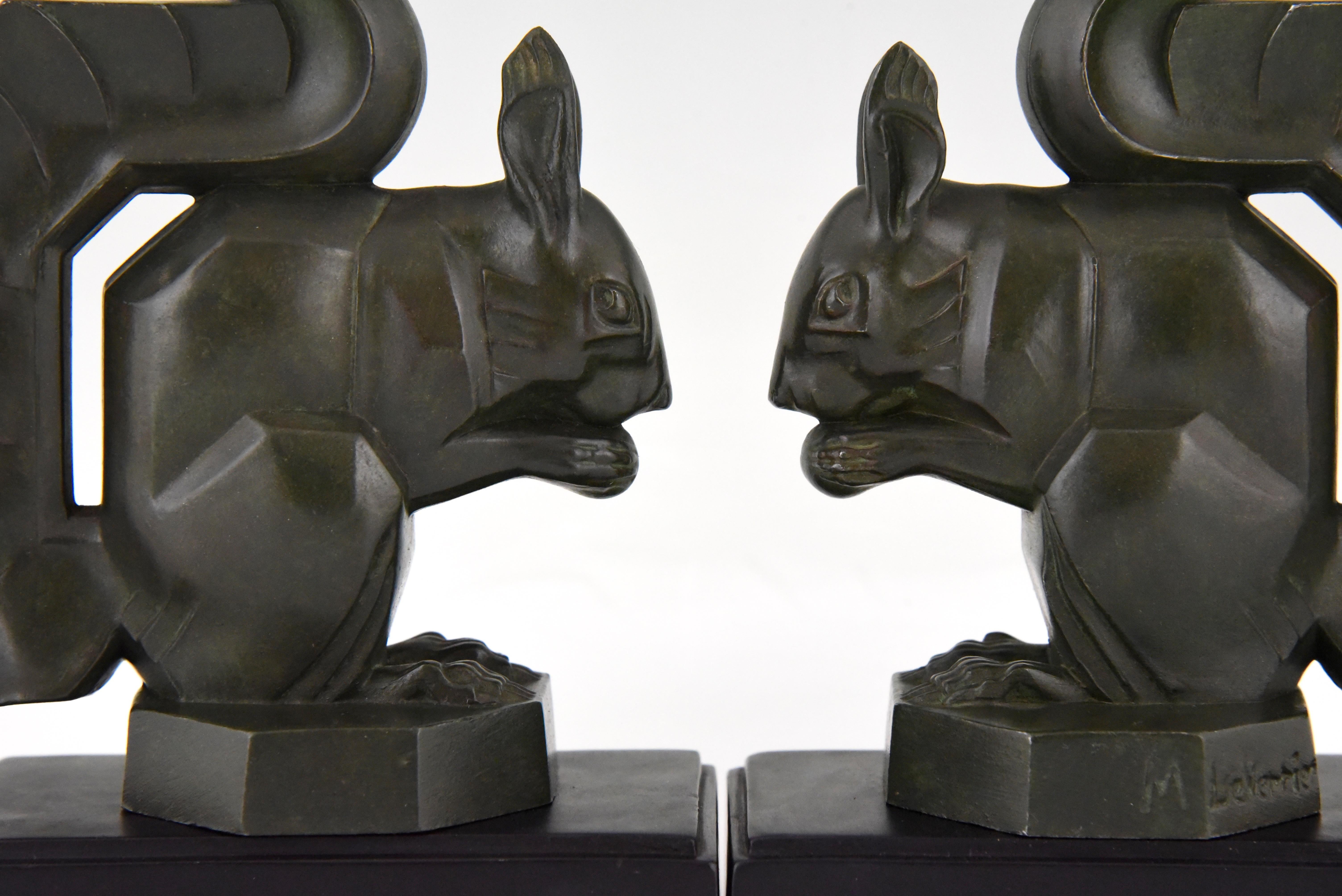 Art Deco Squirrel Bookends Max Le Verrier France Original  1930 3