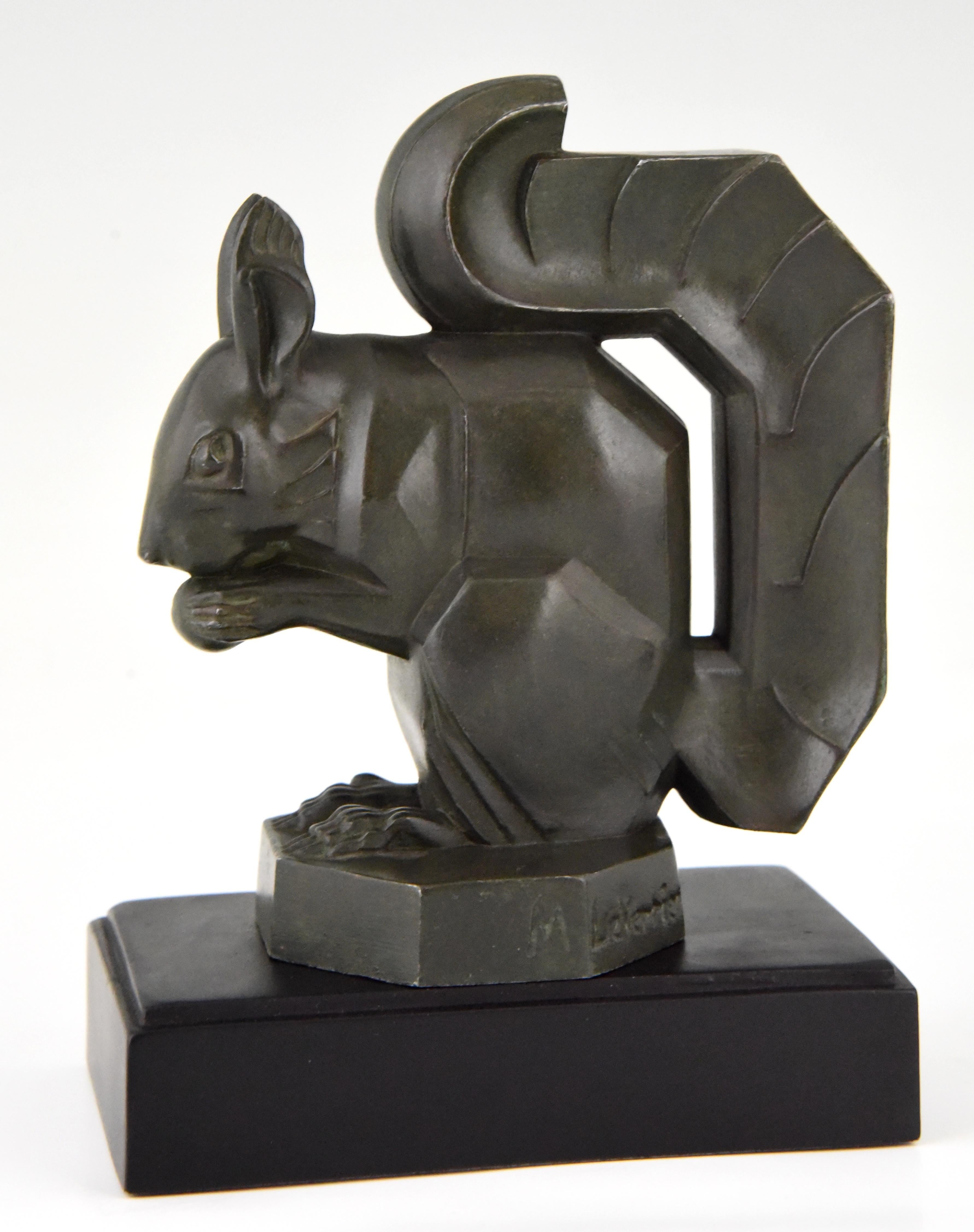 Metal Art Deco Squirrel Bookends Max Le Verrier France Original  1930