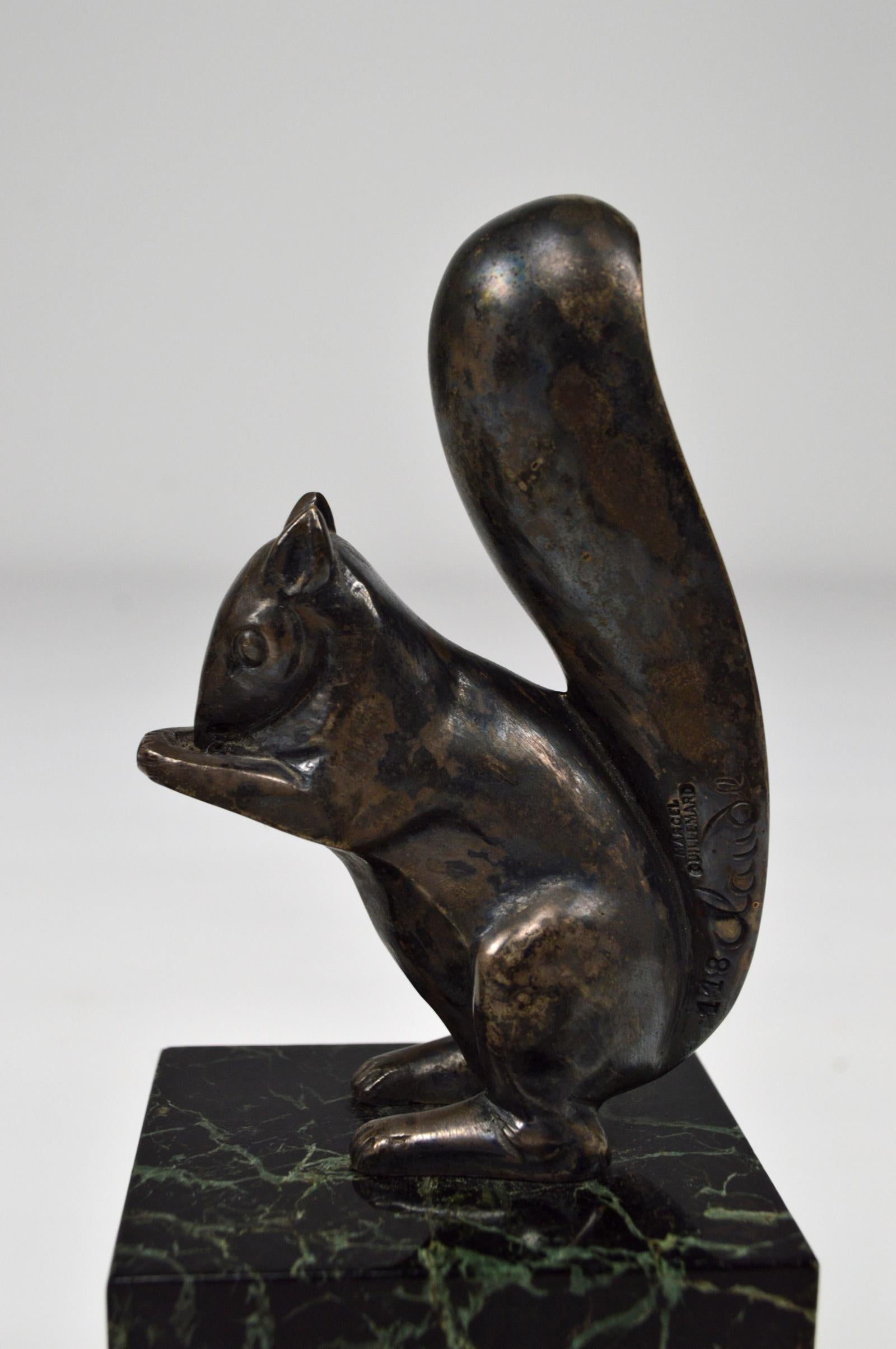 Art Deco Squirrels Bookends, Bronze, Marcel Guillemard, France, circa 1930 For Sale 1