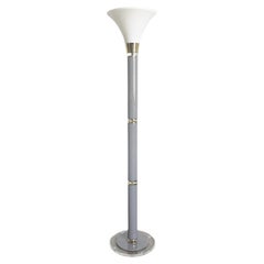 Art Deco Stacked Gold Lucite and Gray Floor Lamp