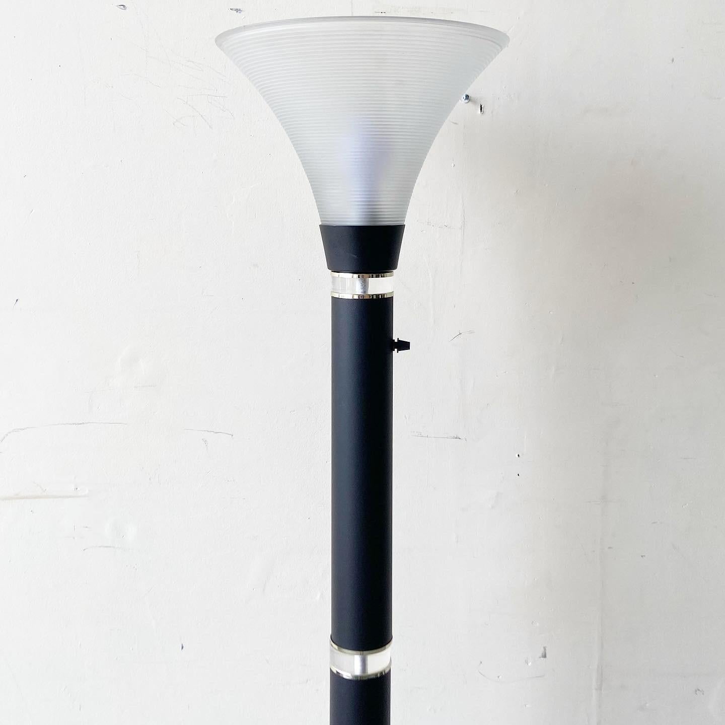 Glass Art Deco Stacked Lucite Floor Lamp For Sale