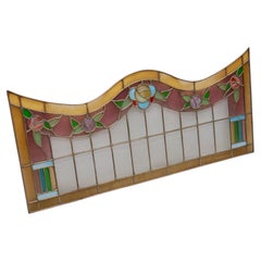 Art Deco Stained glass Quirlande Glasfenster aus geätztem Glas und Messing