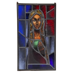 Used Art Deco Stained Glass, Belgium Artist, 1930s