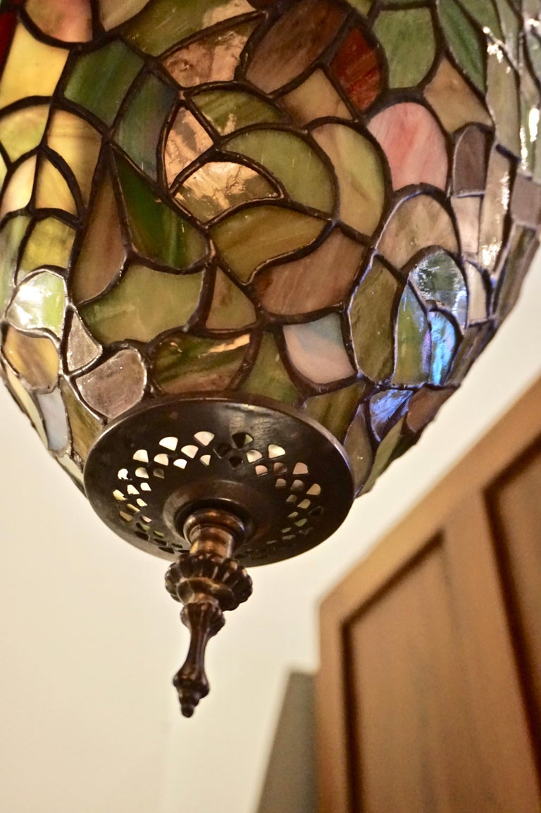 Art Deco Stained Glass Conical Ceiling Lamp In The Style Of Tiffany For Sale At 1stdibs Art Deco Stained Glass Conical Ceiling Lamp In The Style Of Tiffany For Sale At 1stdibs
