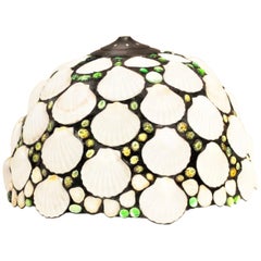 Art Deco Stained Glass & Seashell Chandelier Pendant, Shade, organic modern