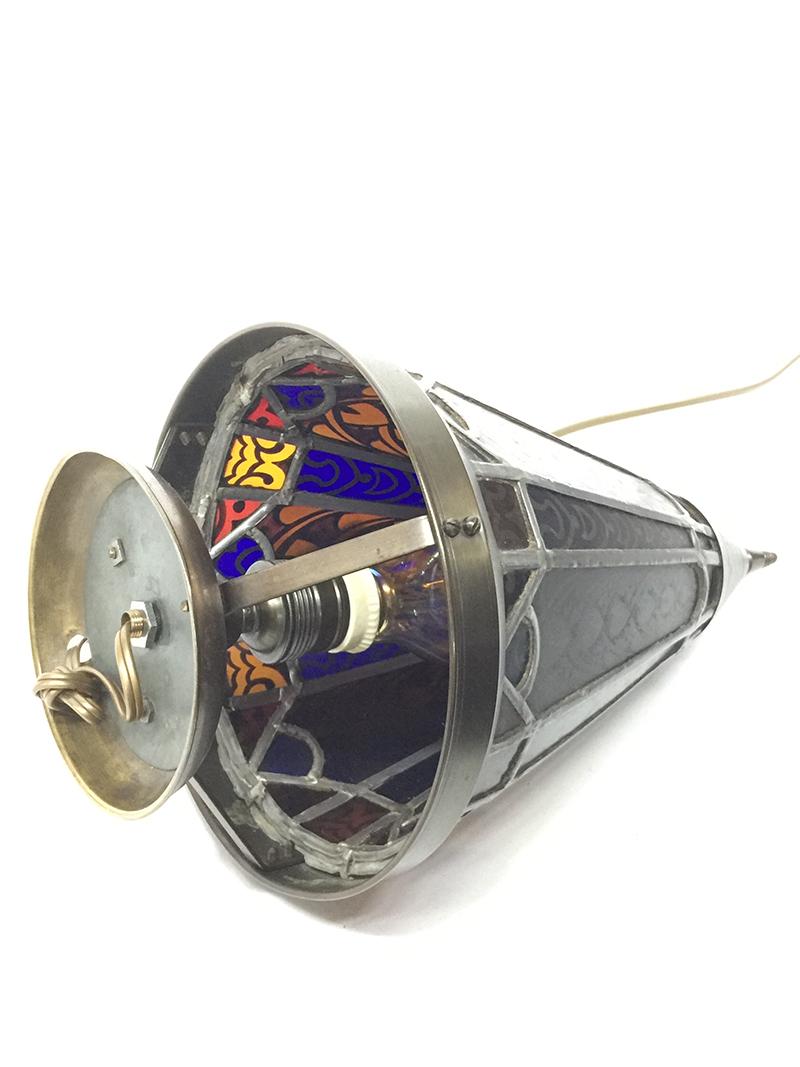 Tacheté Lampe de table Art déco en verre teinté en vente