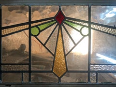 Art Deco Stained Glass Transom 18" x 41"