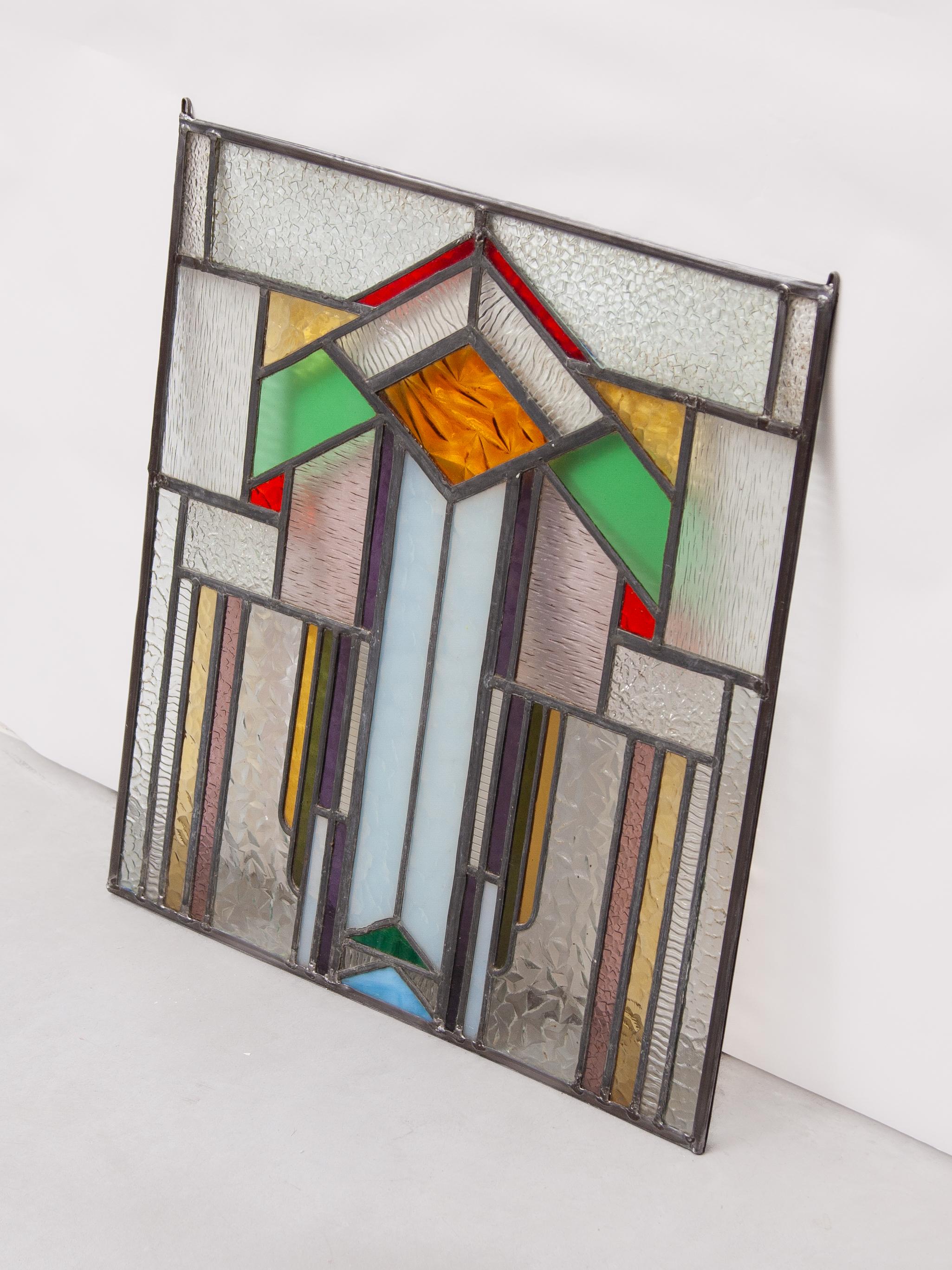 Belgian Art Deco Stained Glass Window For Sale