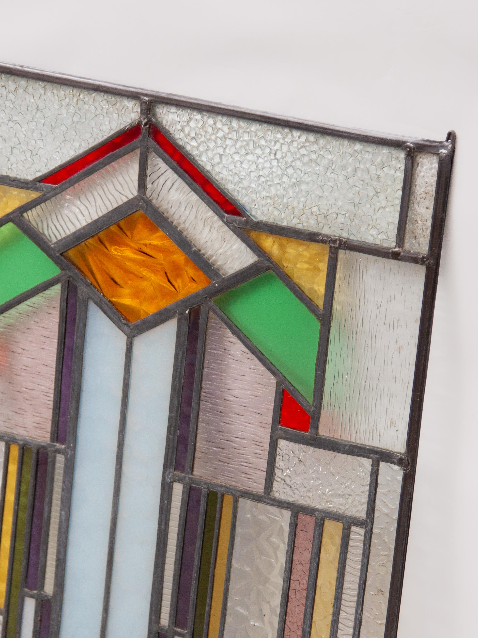 Hand-Crafted Art Deco Stained Glass Window For Sale